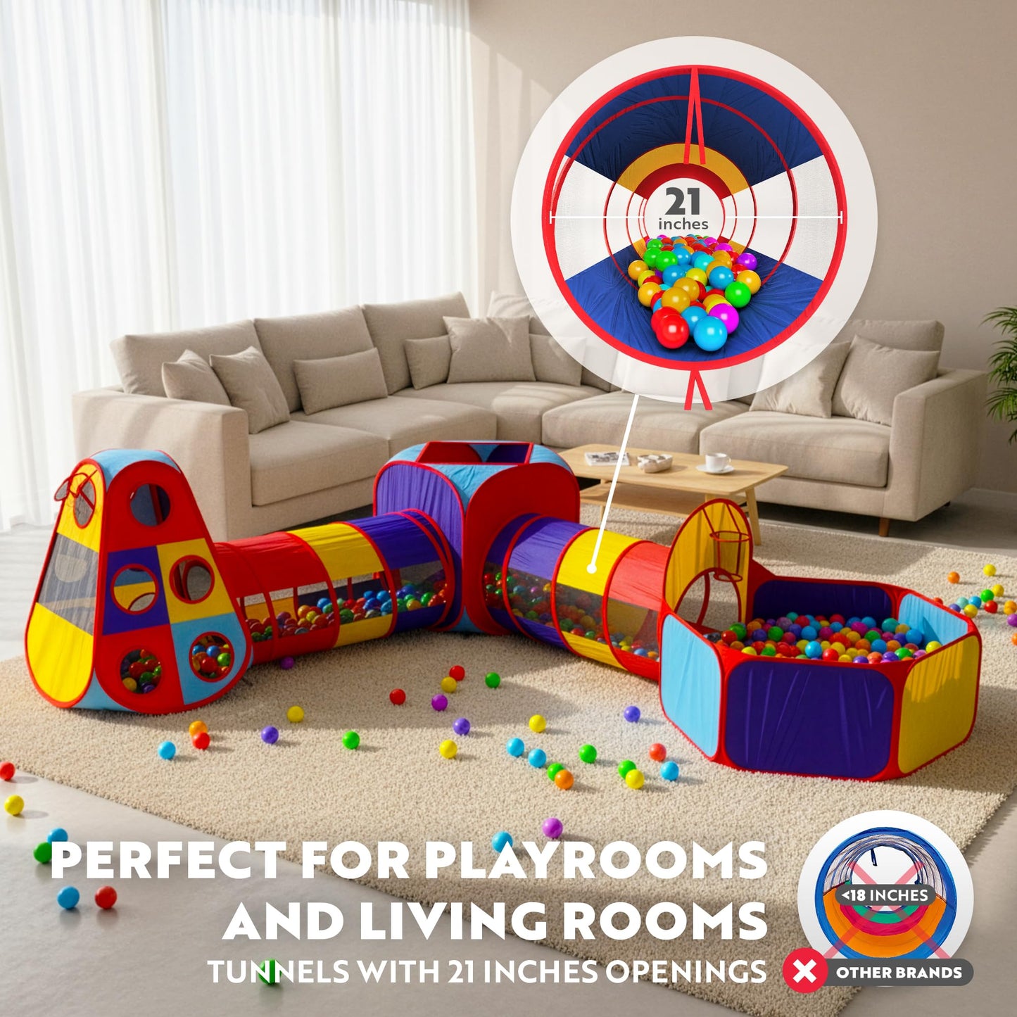 Playz 5pc Kids' Play Tents & Tunnels — Ball Pit, Crawling Tubes & Indoor/Outdoor Fun