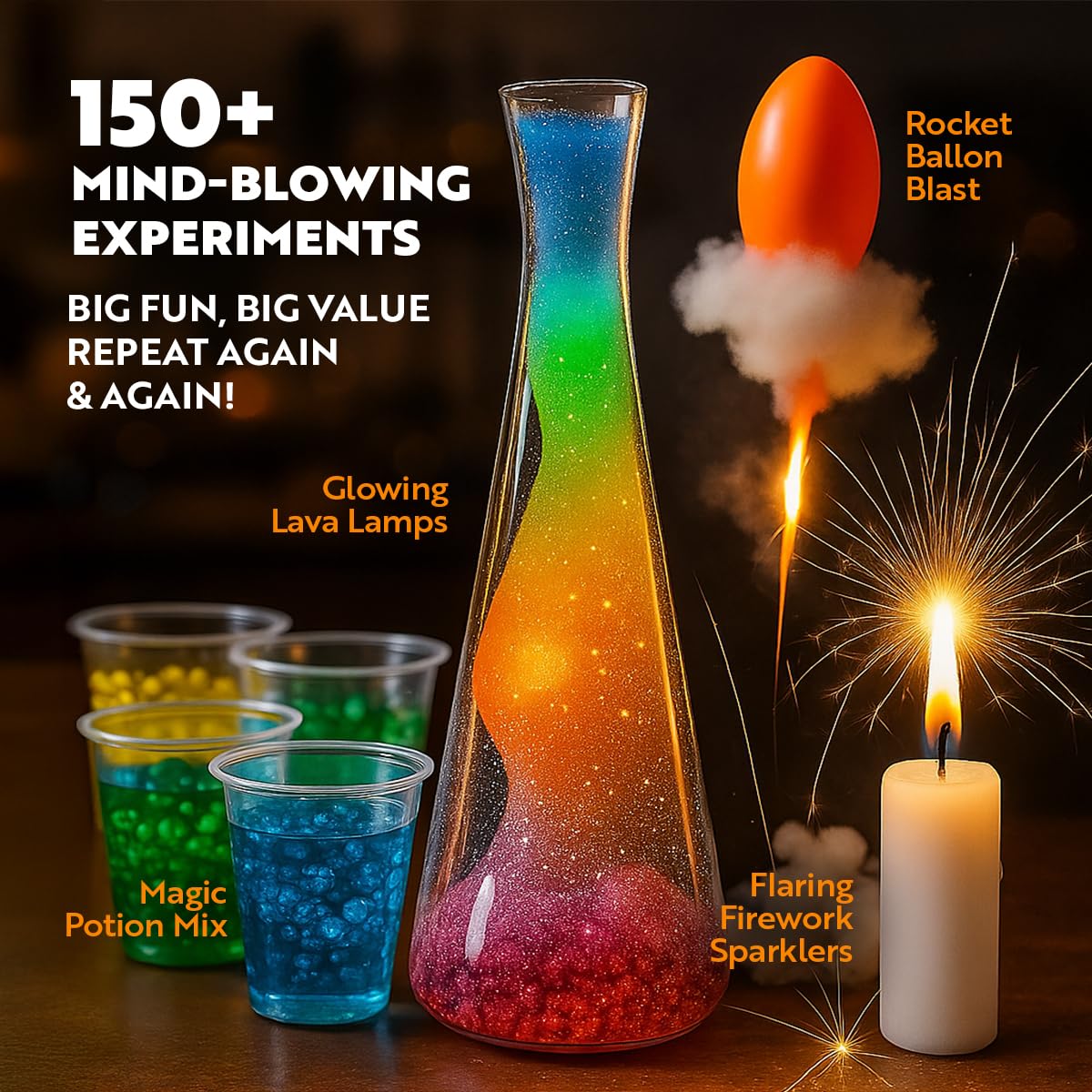 Playz Mega Kaboom! 150+ Explosive Science Experiments Kit for Kids 8–12