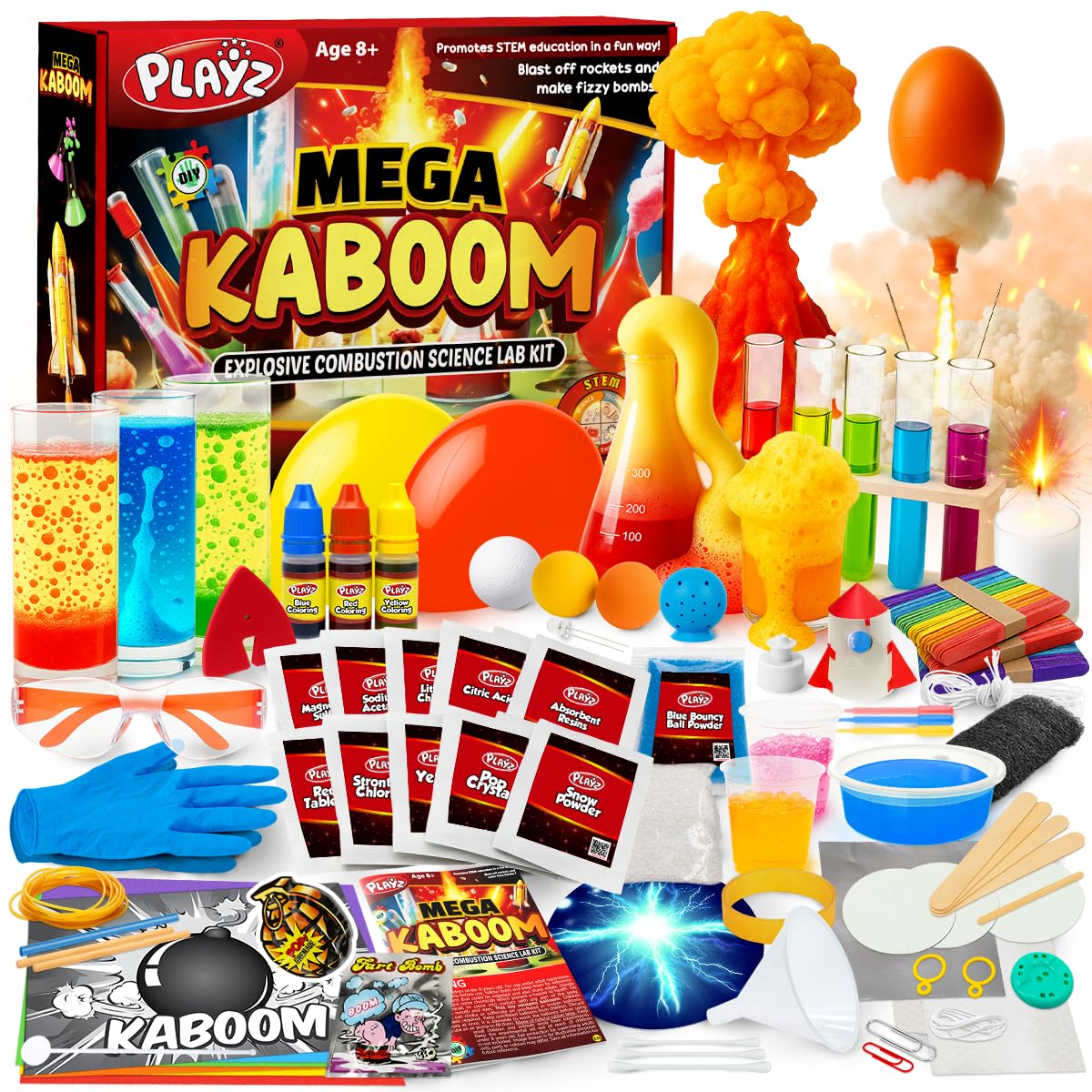 Playz Mega Kaboom! 150+ Explosive Science Experiments Kit for Kids 8–12