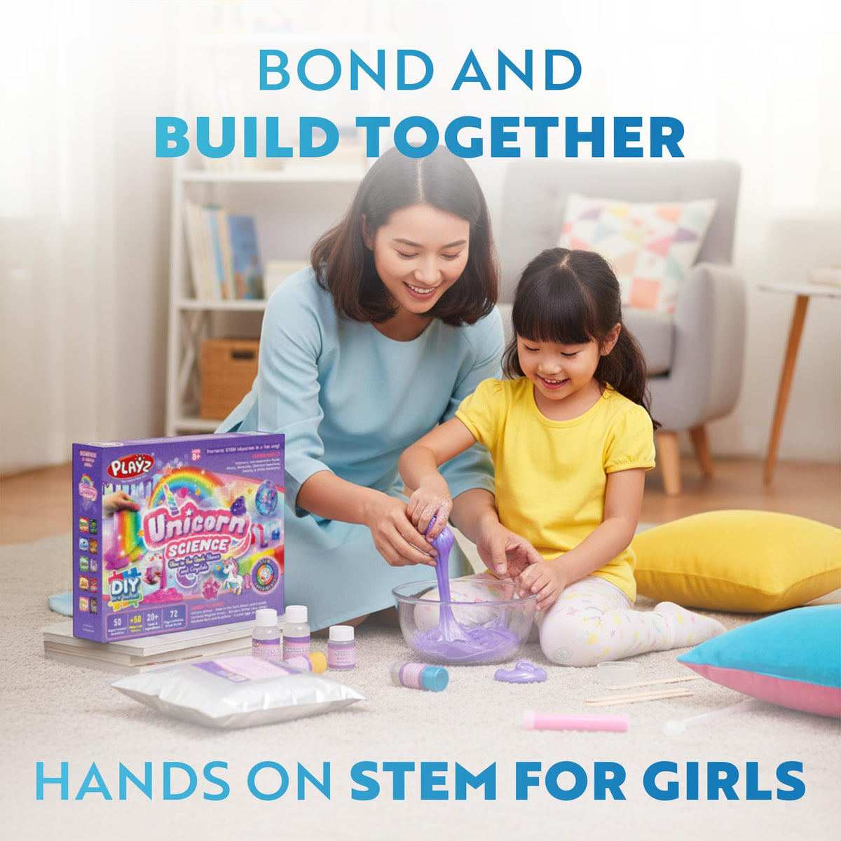 Playz Unicorn Slime & Crystals Kit — 100+ Science Experiments for Kids 8-12