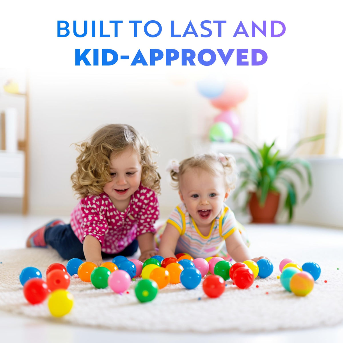 Playz Soft Plastic Mini Ball Pit Balls — 50 Count, 8 Colors, Crush-Proof & Non-Toxic for Baby & Toddler Play