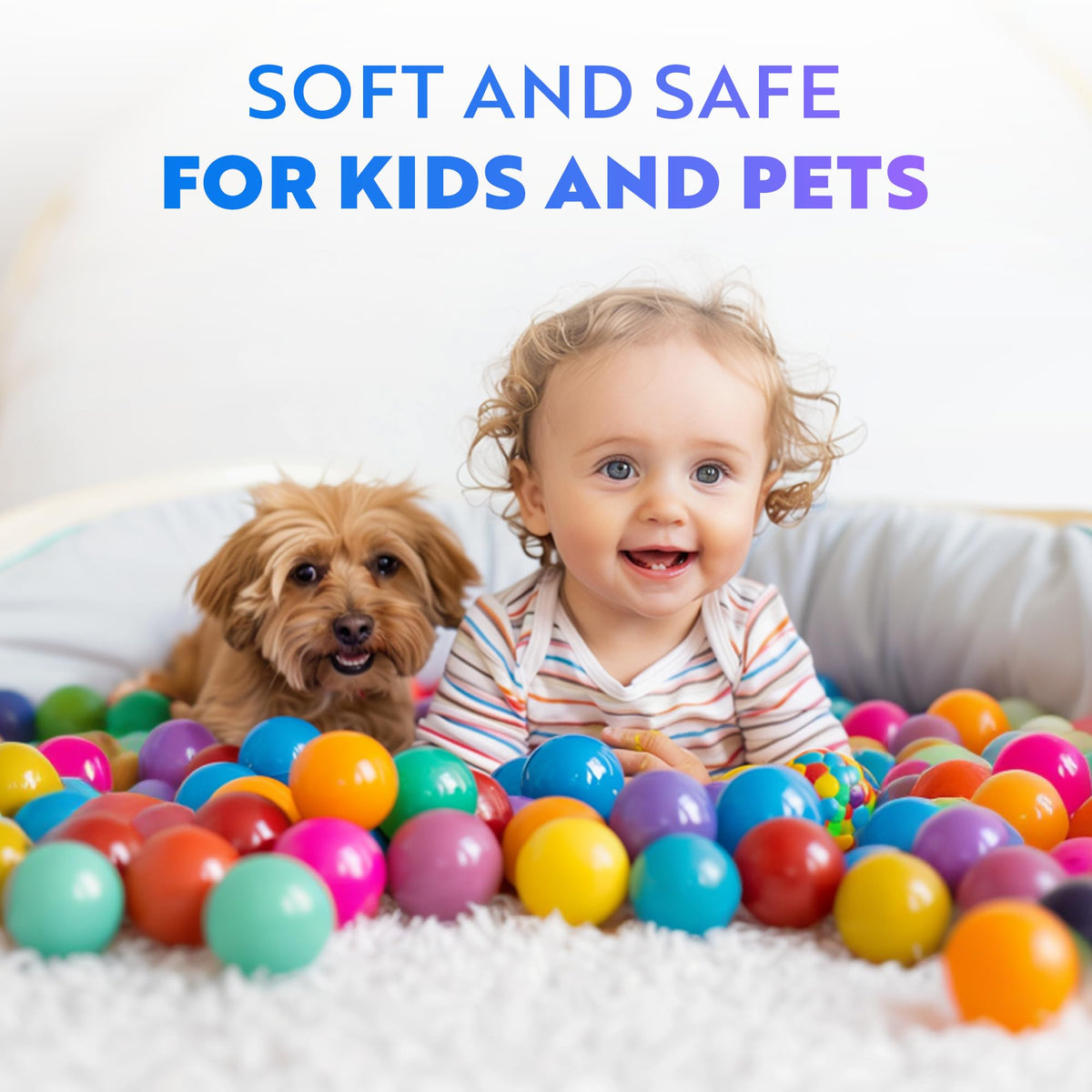 Playz Soft Plastic Mini Ball Pit Balls — 50 Count, 8 Colors, Crush-Proof & Non-Toxic for Baby & Toddler Play