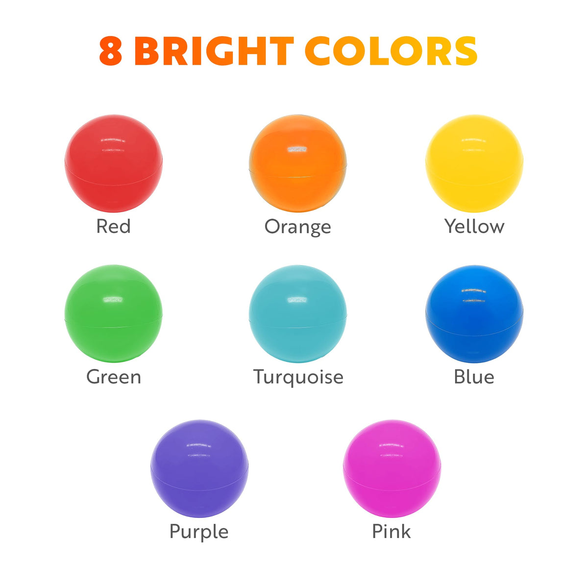 Playz Soft Plastic Mini Ball Pit Balls — 50 Count, 8 Colors, Crush-Proof & Non-Toxic for Baby & Toddler Play