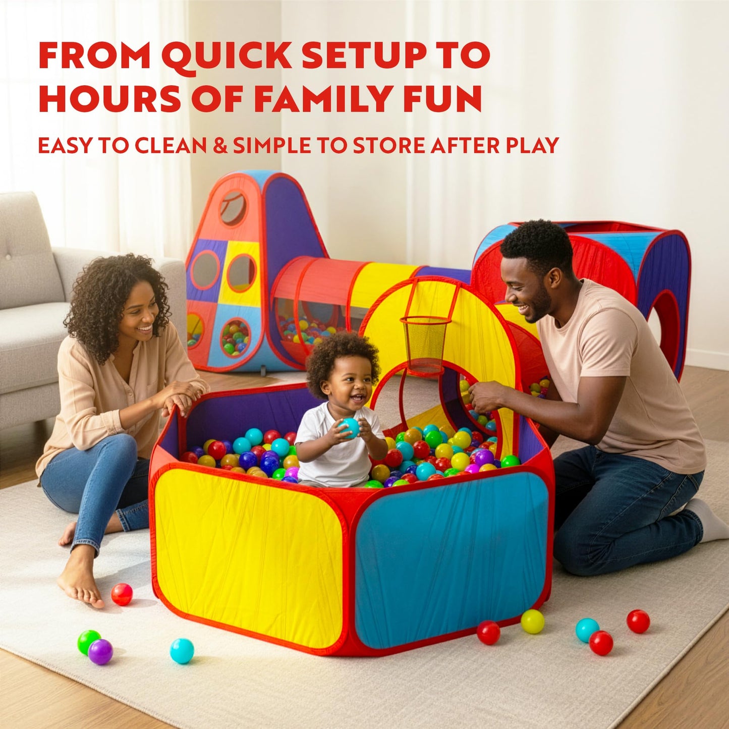 Playz 5pc Kids' Play Tents & Tunnels — Ball Pit, Crawling Tubes & Indoor/Outdoor Fun