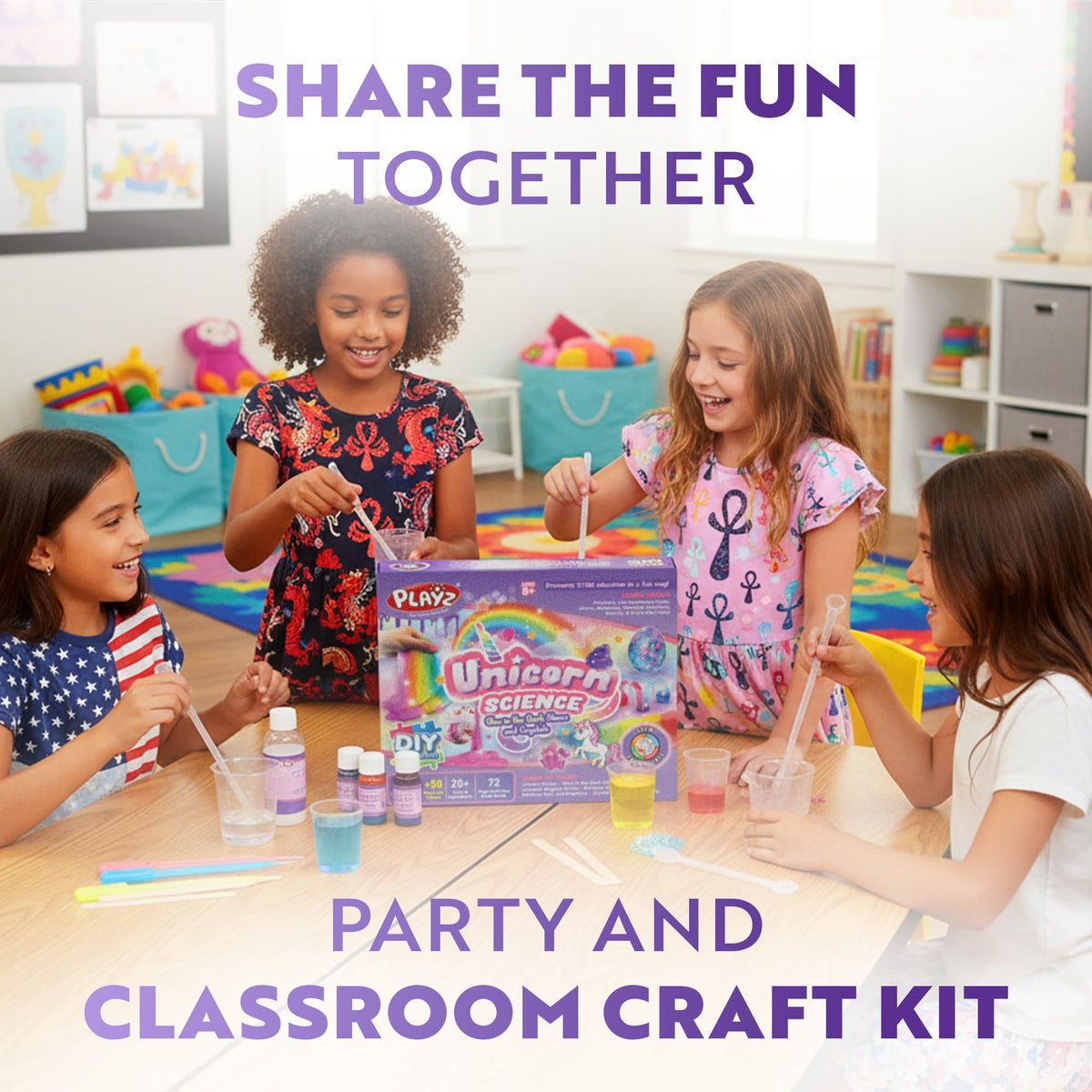 Playz Unicorn Slime & Crystals Kit — 100+ Science Experiments for Kids 8-12