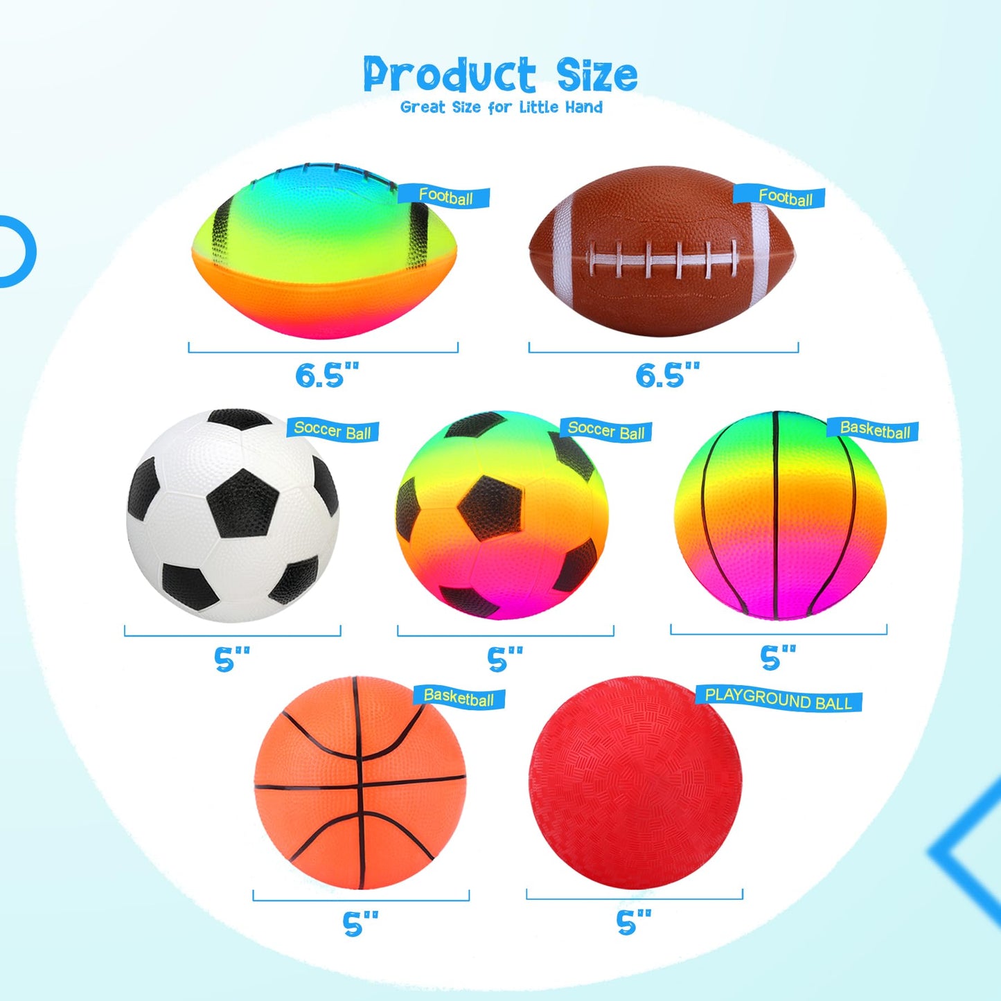 PlayZap 7-Piece Soft Ball Set for Toddlers & Kids - 5-Inch Balls for Indoor & Outdoor Play