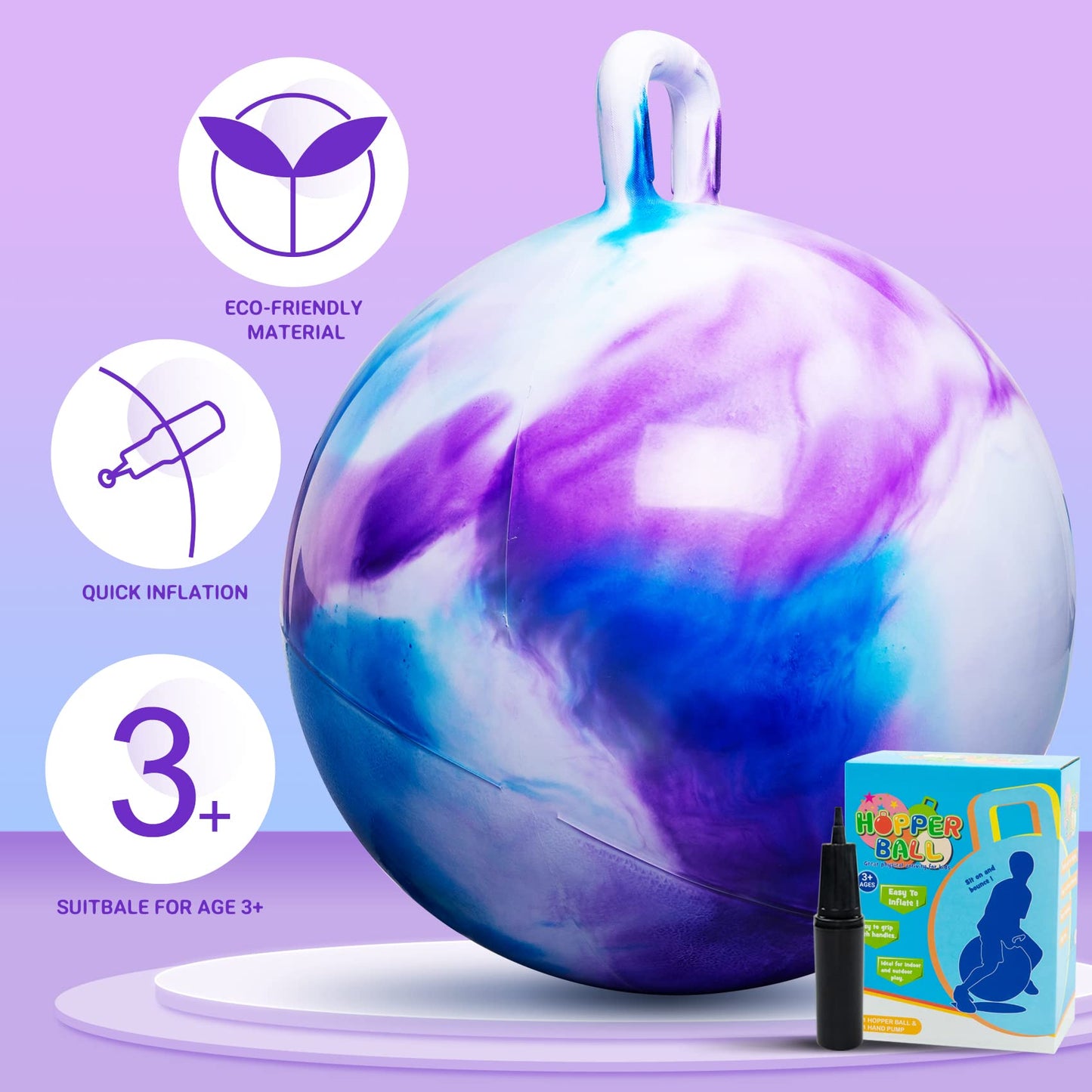 PlayZap Hopper Ball with Handle - 18-Inch Bouncy Toy for Kids 3-8