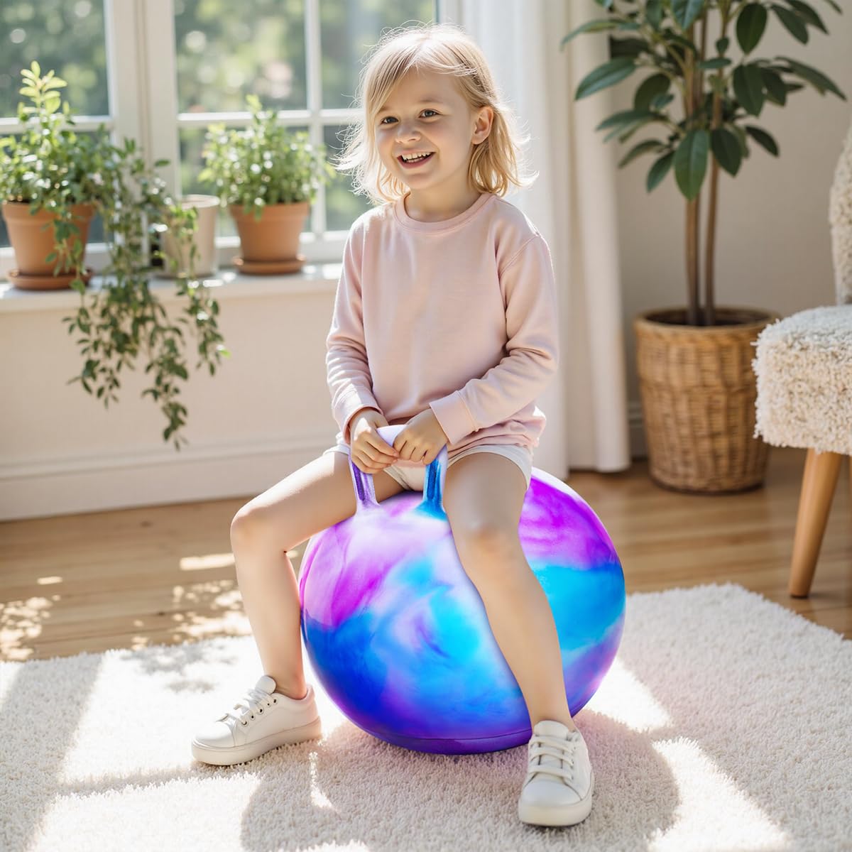 PlayZap Hopper Ball with Handle - 18-Inch Bouncy Toy for Kids 3-8