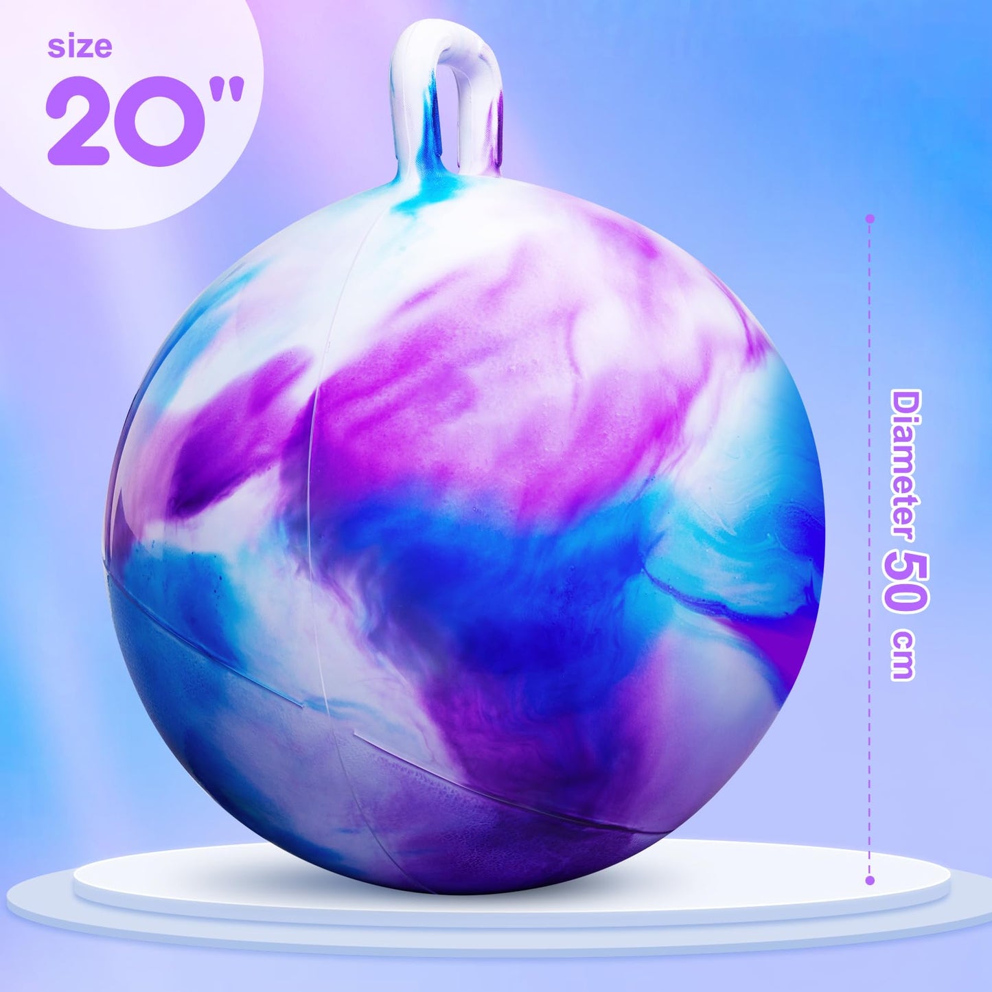 PlayZap 20-Inch Hopper Ball for Kids 6-12 – Durable Bouncy Ball with Handle