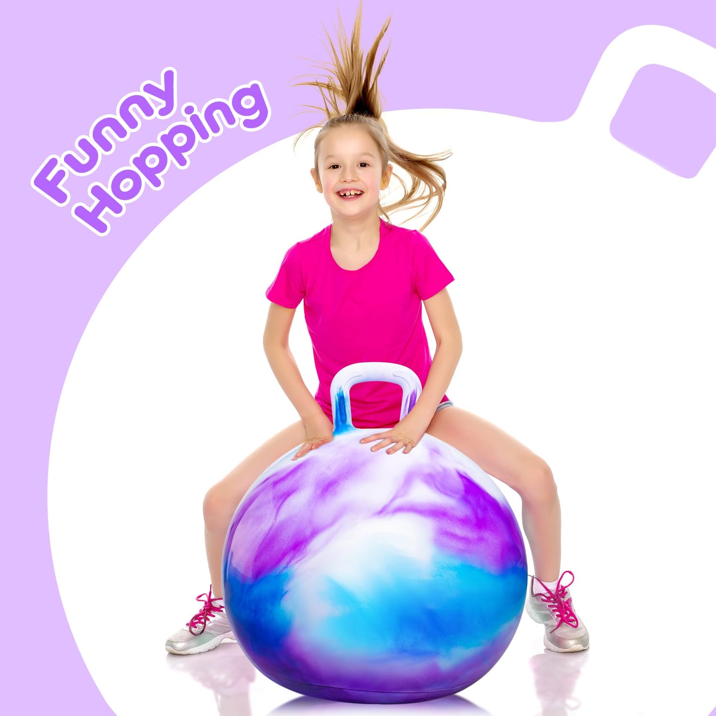 PlayZap 20-Inch Hopper Ball for Kids 6-12 – Durable Bouncy Ball with Handle