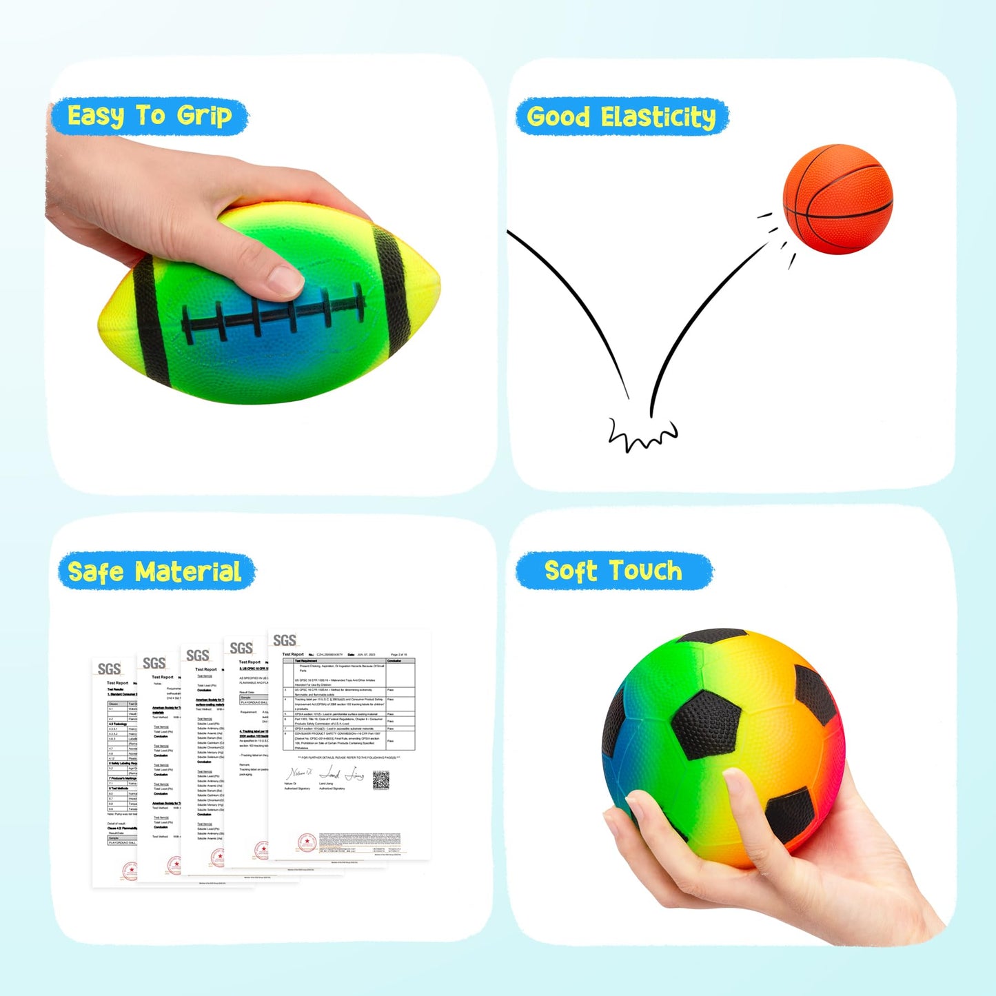 PlayZap 7-Piece Soft Ball Set for Toddlers & Kids - 5-Inch Balls for Indoor & Outdoor Play