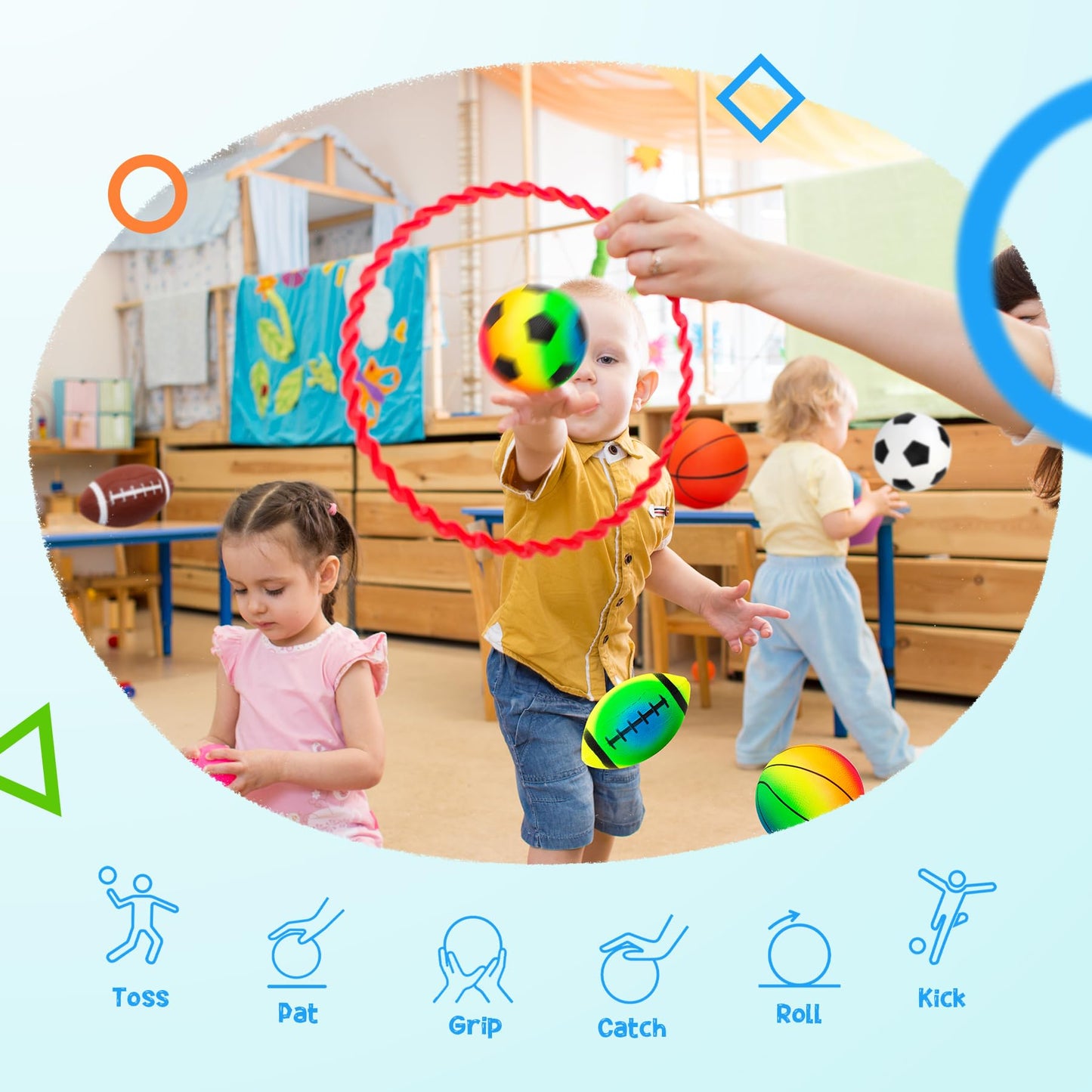 PlayZap 7-Piece Soft Ball Set for Toddlers & Kids - 5-Inch Balls for Indoor & Outdoor Play