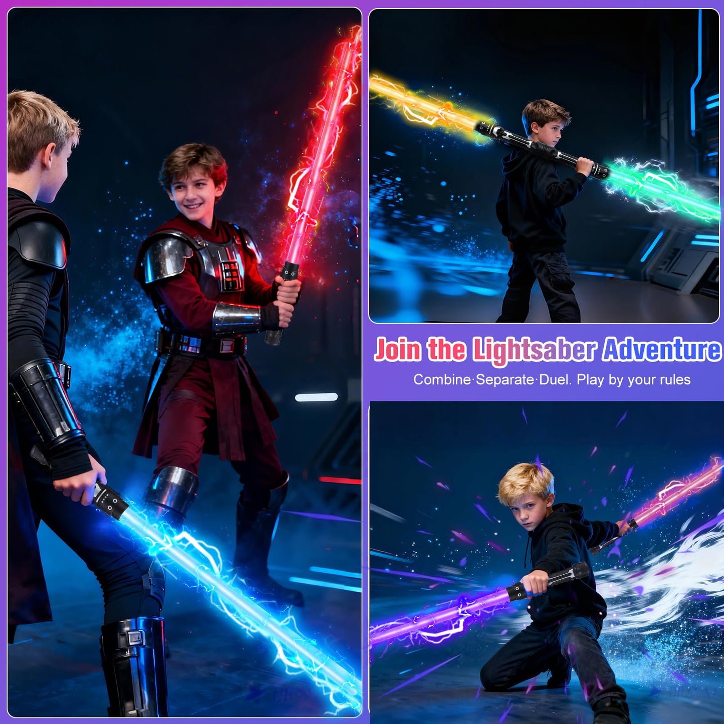 PLEASELIFT Light Up Sword – 2-in-1 Retractable Dual Saber, 8 Colors & FX Sound