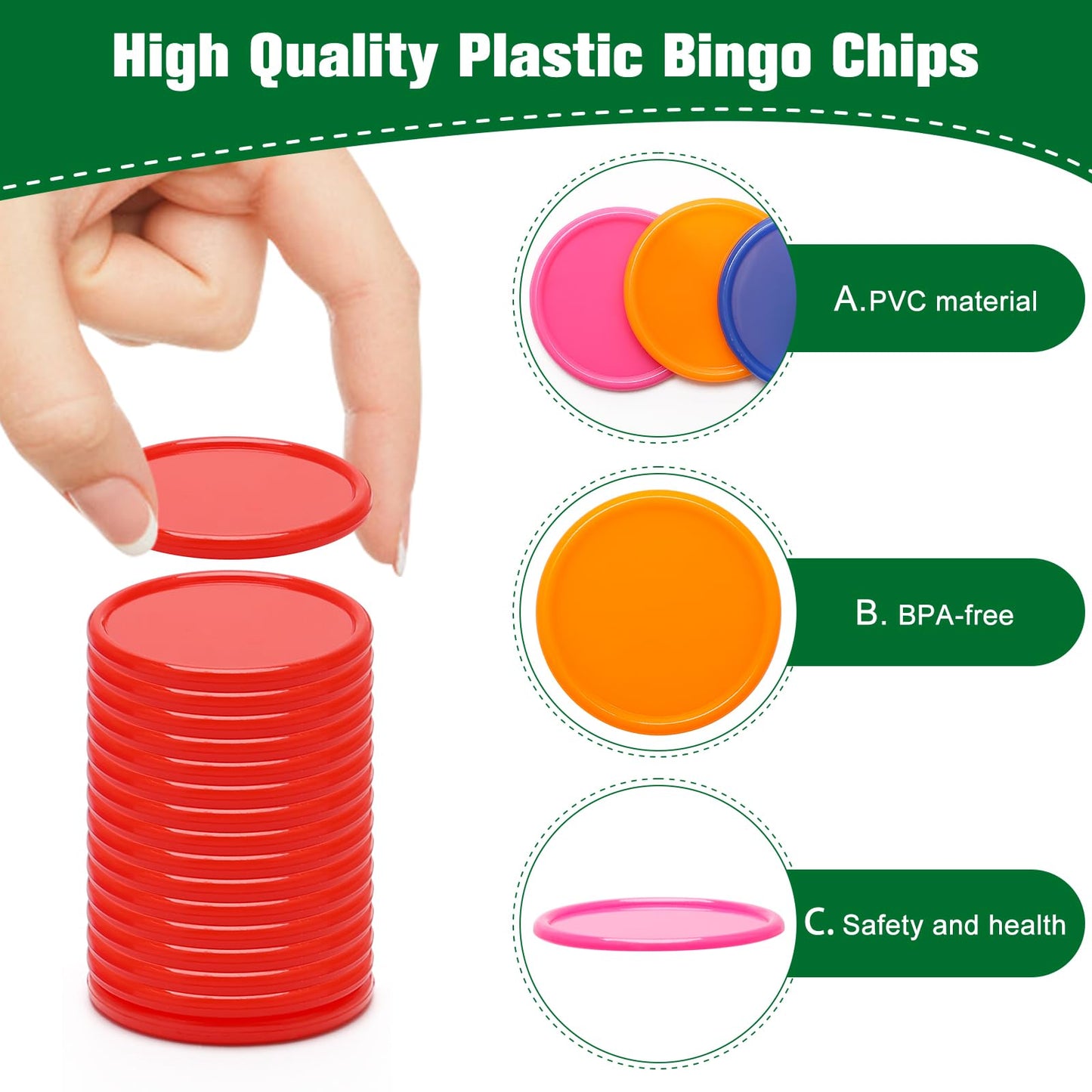 Pletpet 400 Pcs 8 Colors Poker Chips with Storage Box – 1.45-Inch Plastic Chips for Adult Games