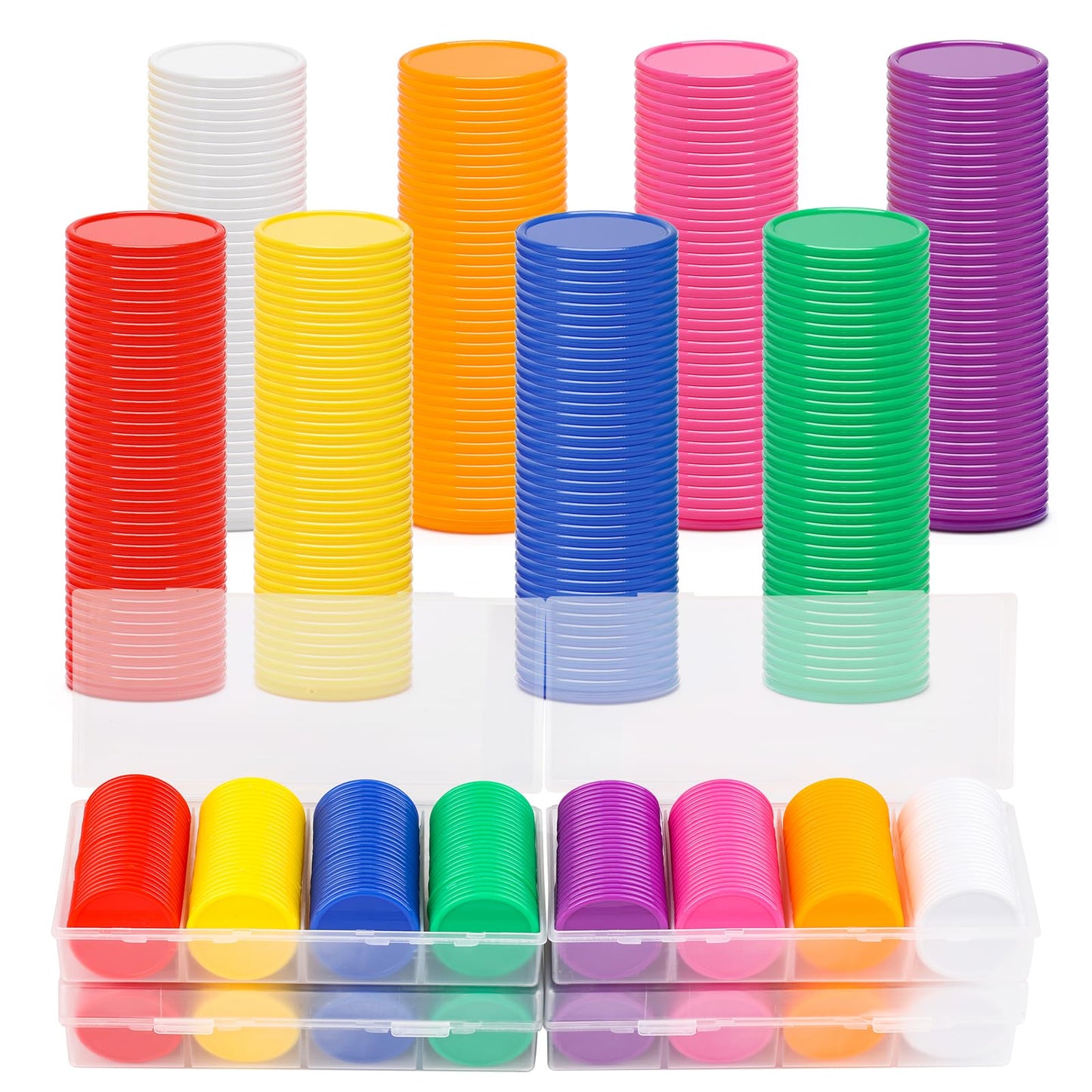 Pletpet 400 Pcs 8 Colors Poker Chips with Storage Box – 1.45-Inch Plastic Chips for Adult Games