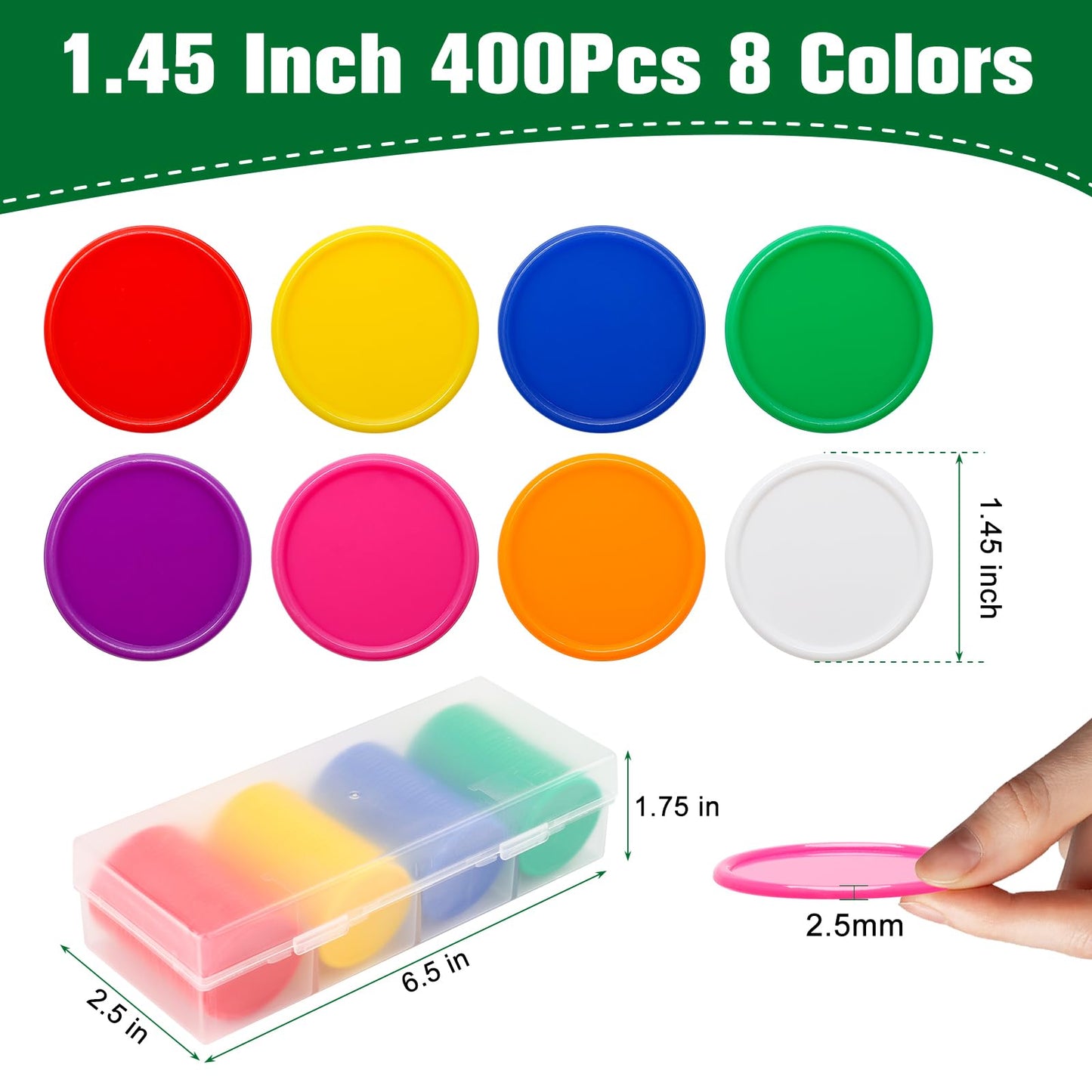Pletpet 400 Pcs 8 Colors Poker Chips with Storage Box – 1.45-Inch Plastic Chips for Adult Games