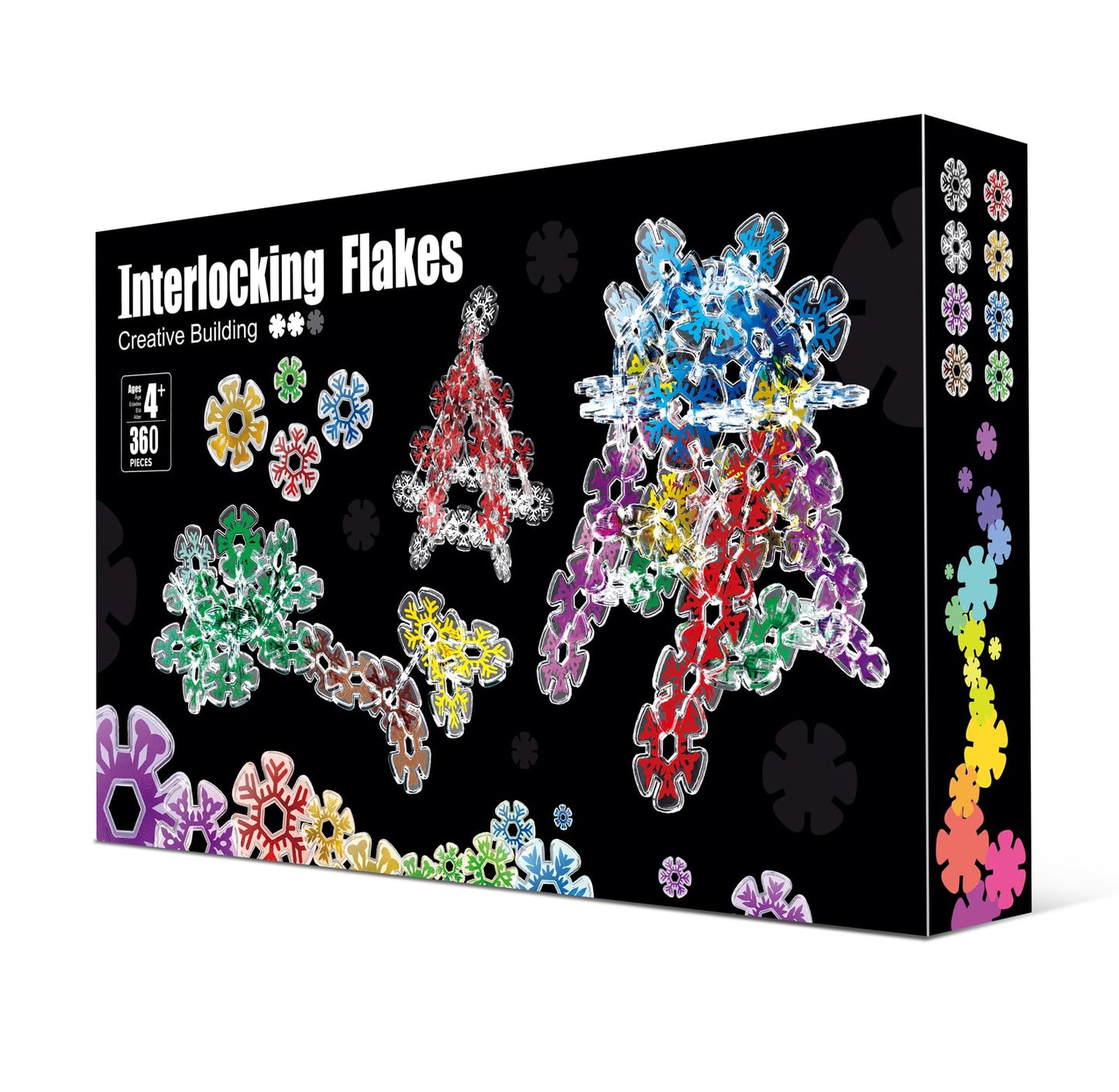 Pleykele Translucent Snowflakes Interlocking Discs – 360 Pcs STEM Blocks for Kids 4+