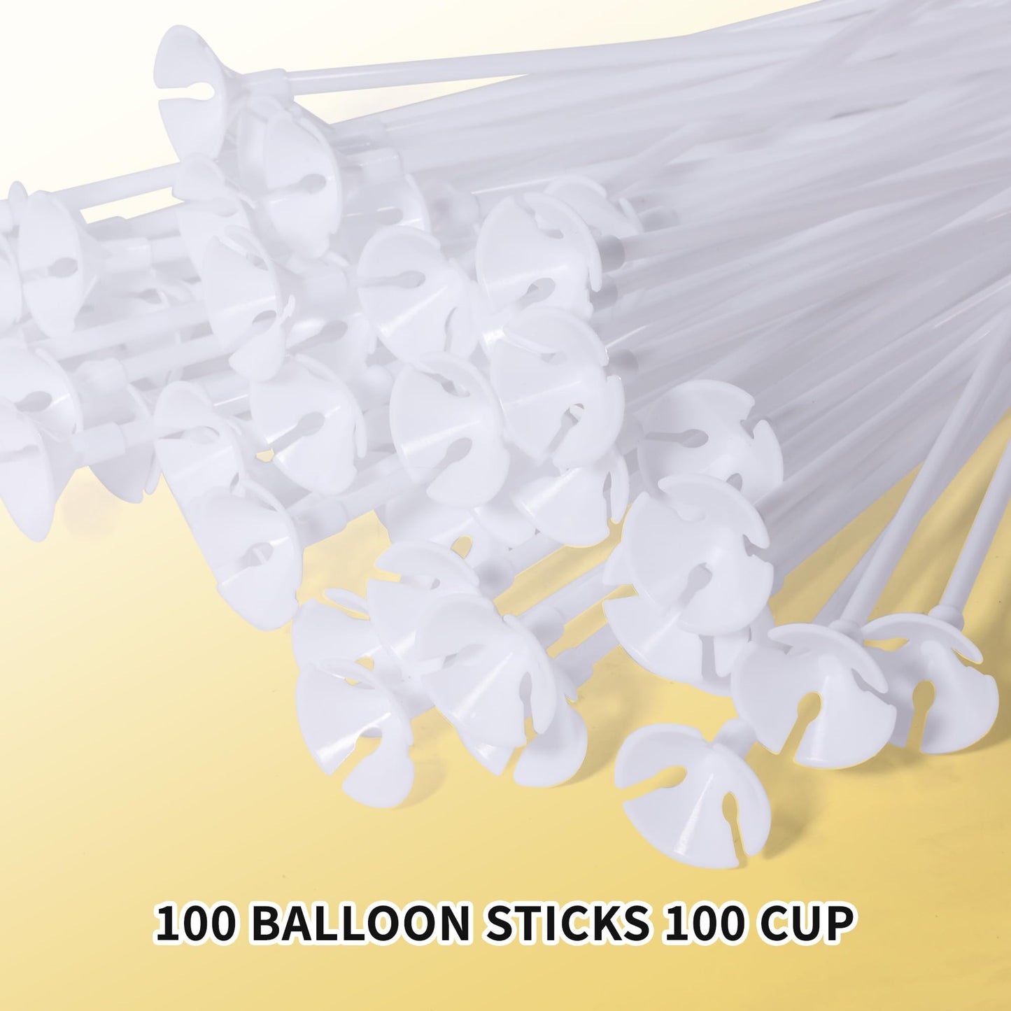 Pllieay 50-Piece Balloon Sticks with Cups – White Plastic Sticks & Base for Parties