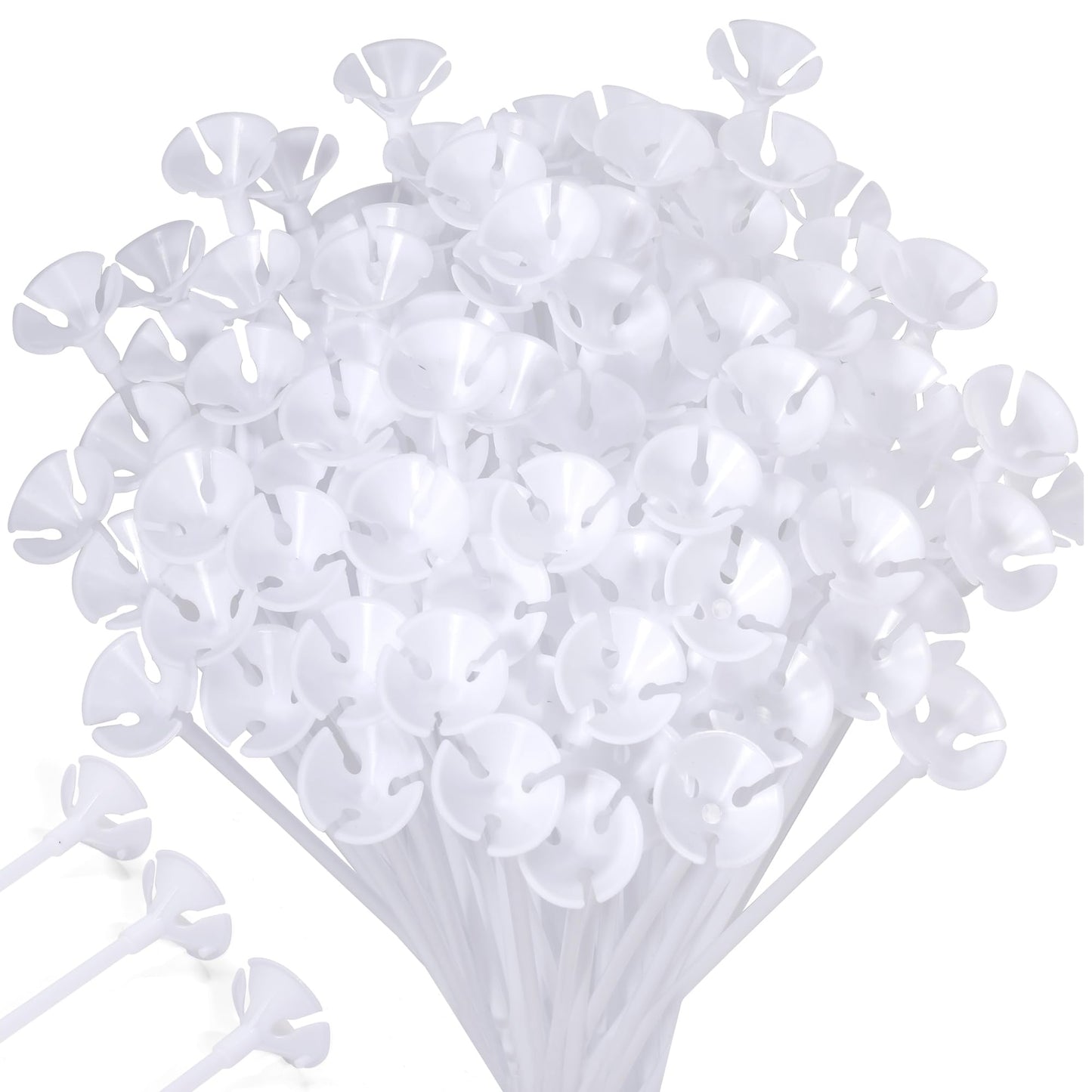 Pllieay 50-Piece Balloon Sticks with Cups – White Plastic Sticks & Base for Parties