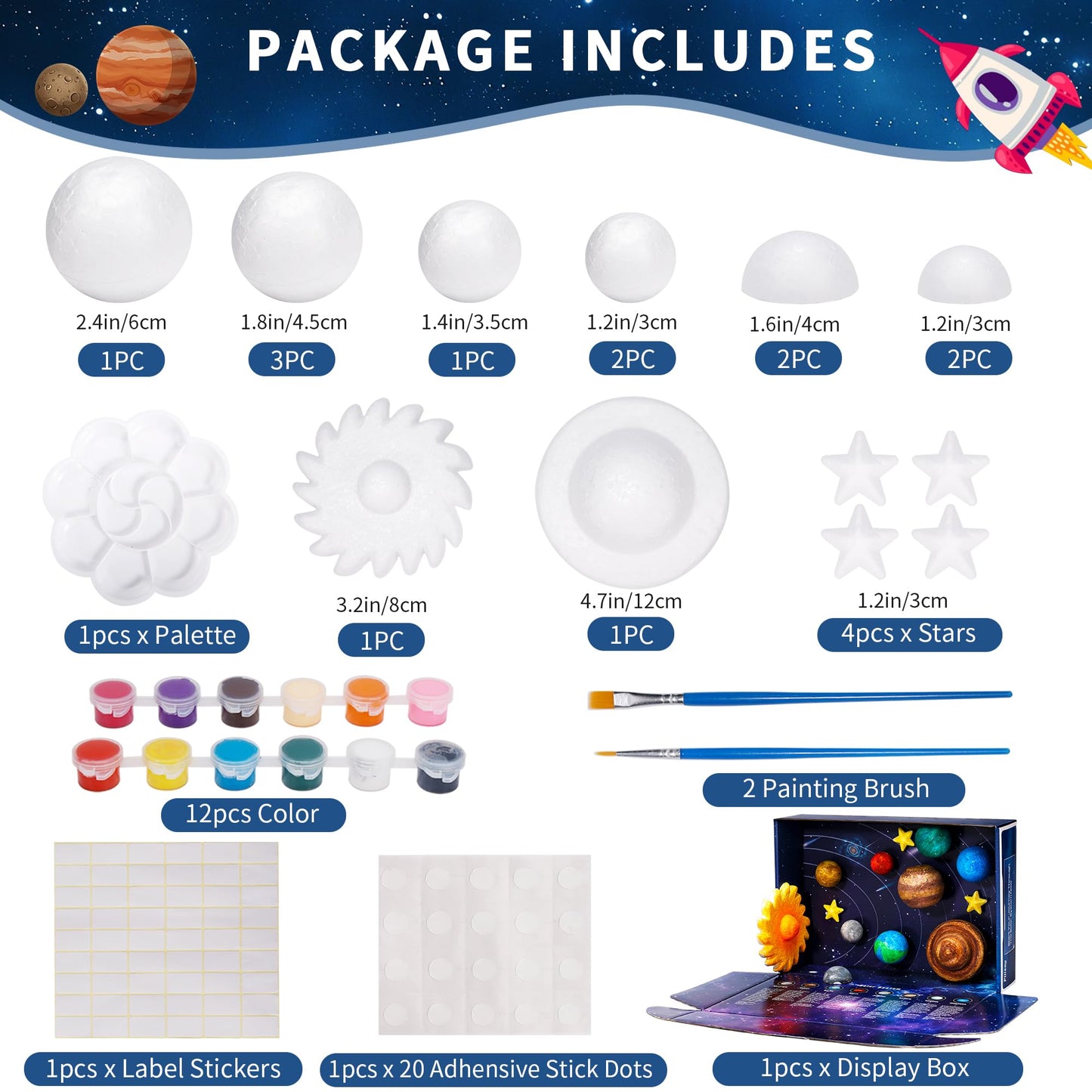 Pllieay 3D Solar System Model Kit – Educational DIY Planets with Display Box