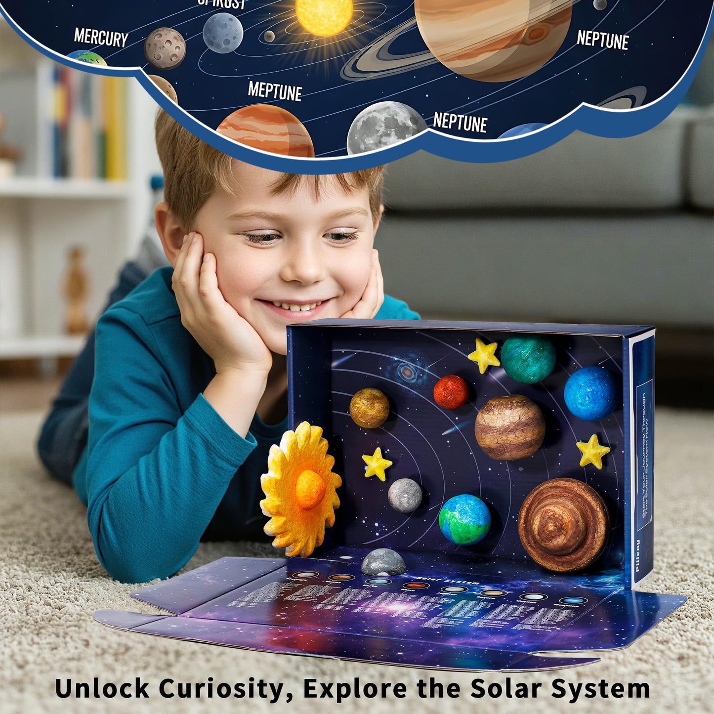 Pllieay 3D Solar System Model Kit – Educational DIY Planets with Display Box