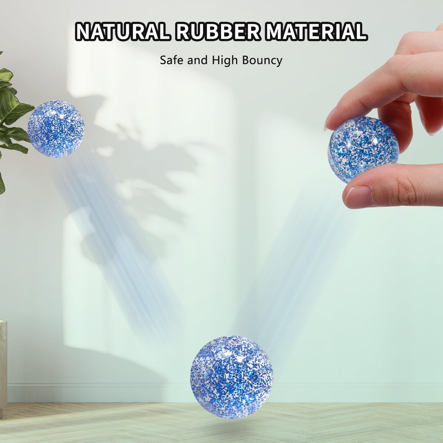 Pllieay Glitter Bouncy Balls - 24 Pack, 32mm, 6 Colors | Party Favors
