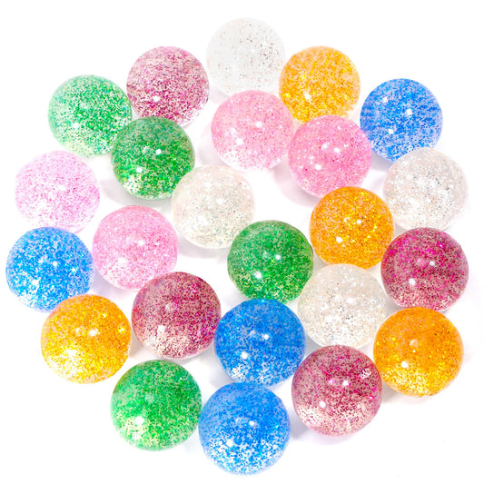 Pllieay Glitter Bouncy Balls - 24 Pack, 32mm, 6 Colors | Party Favors