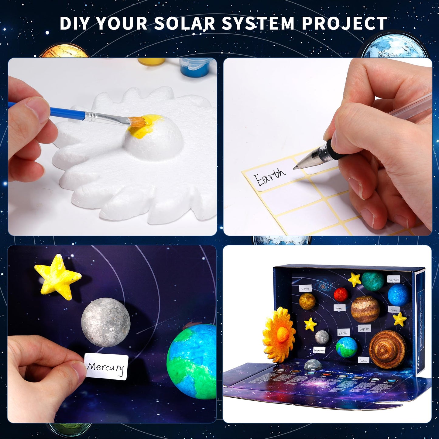 Pllieay 3D Solar System Model Kit – Educational DIY Planets with Display Box