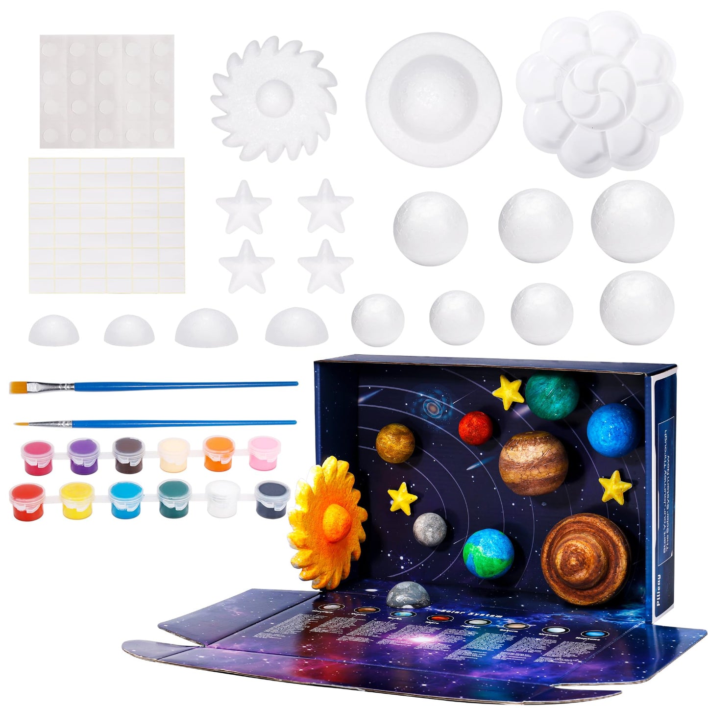 Pllieay 3D Solar System Model Kit – Educational DIY Planets with Display Box