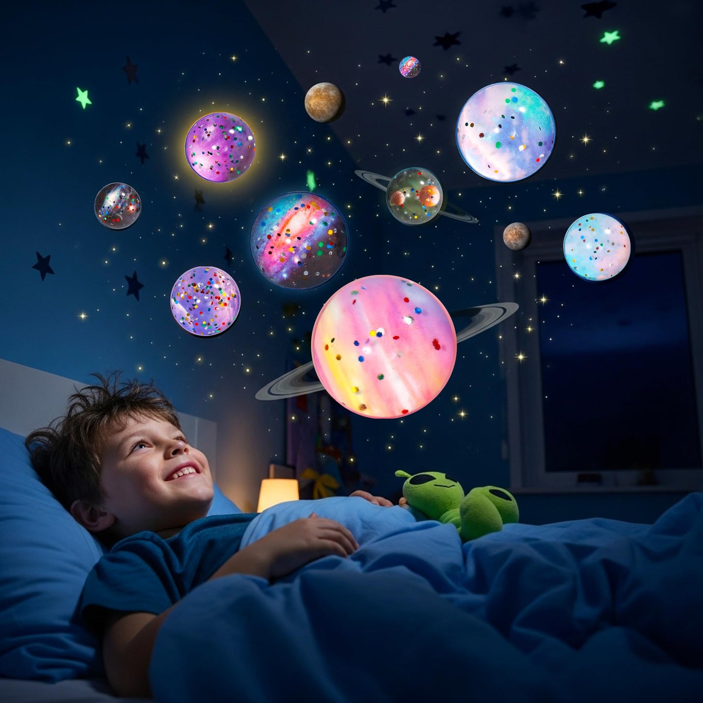 Pllieay 20Pcs Space Bouncy Balls – Galaxy Design Party Favors (32mm)