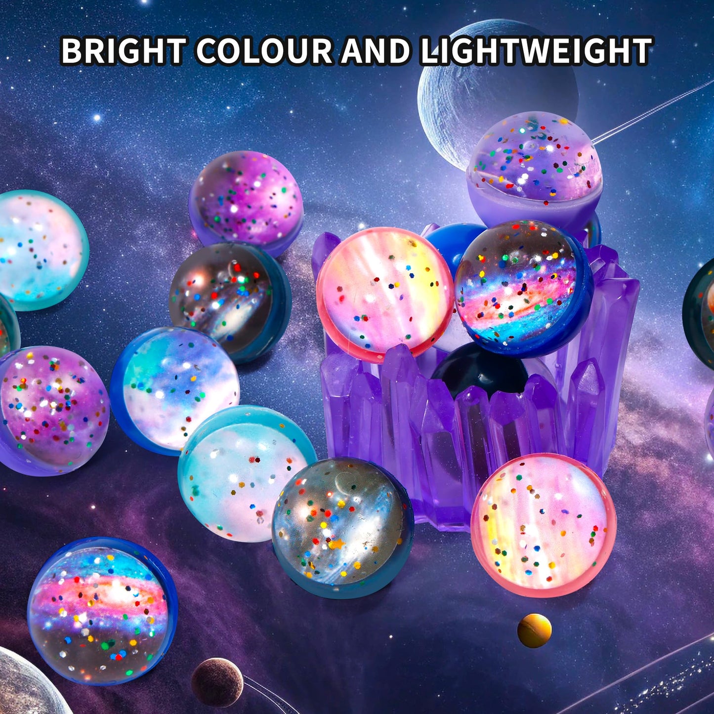 Pllieay 20Pcs Space Bouncy Balls – Galaxy Design Party Favors (32mm)