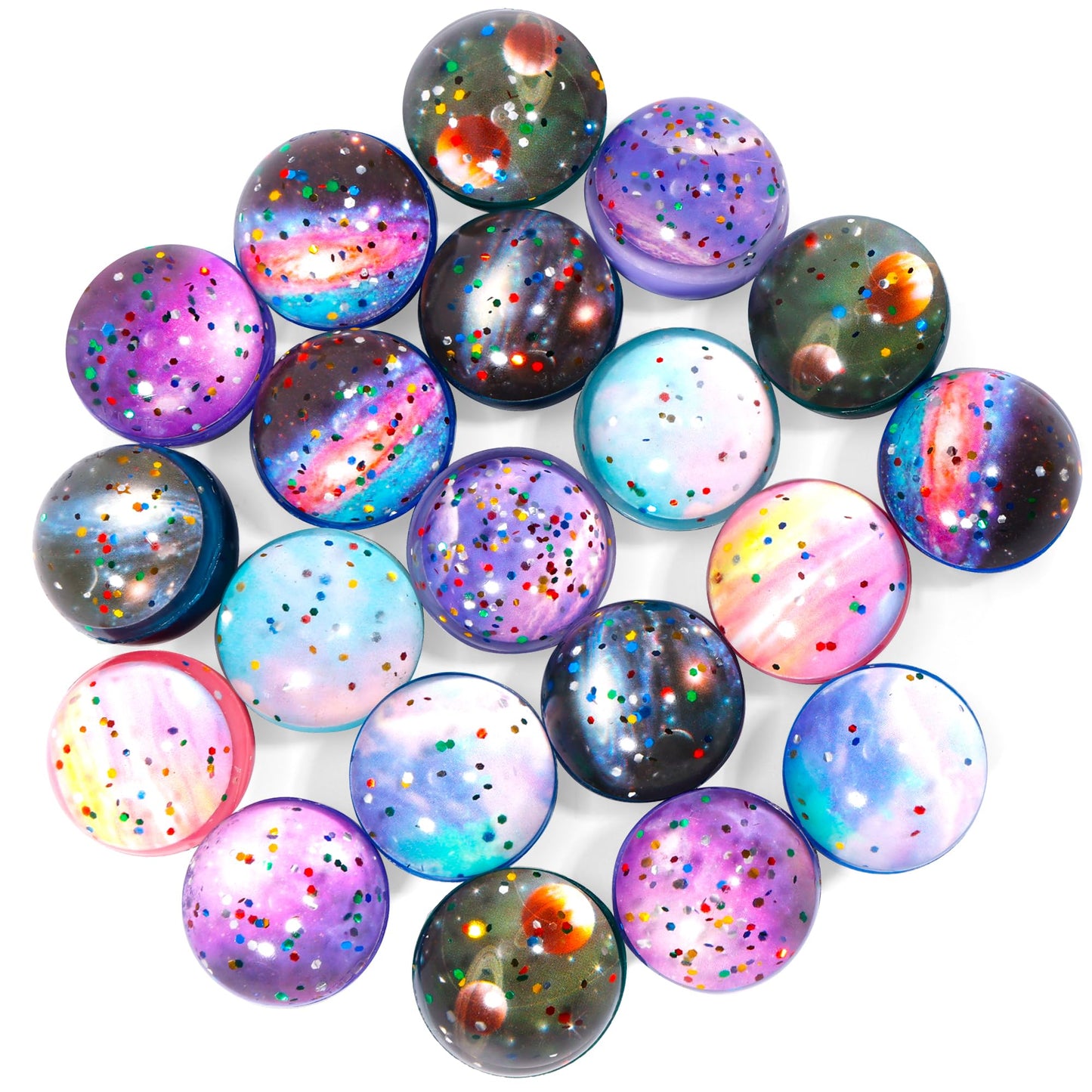 Pllieay 20Pcs Space Bouncy Balls – Galaxy Design Party Favors (32mm)