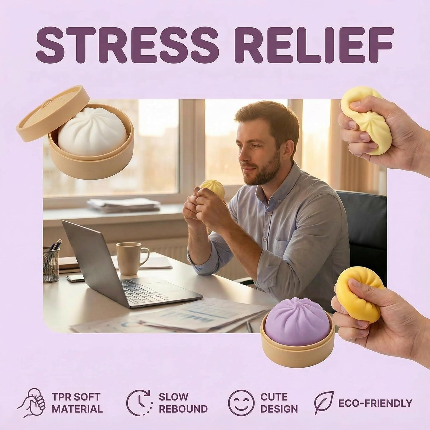 Plman 2PCS Squishy Dumpling Mystery Dumplings – Stress Relief Toy for Adults | Large Squeeze Dough Ball