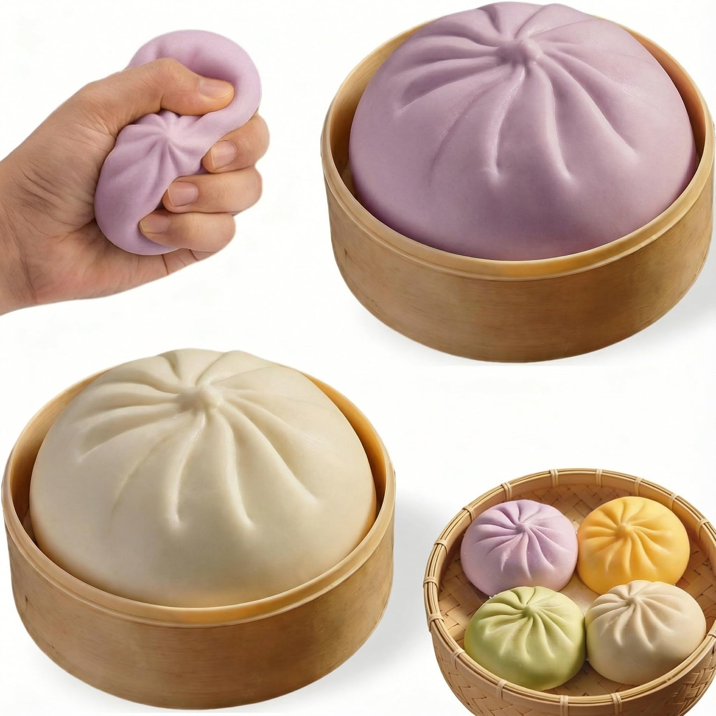 Plman 2PCS Squishy Dumpling Mystery Dumplings – Stress Relief Toy for Adults | Large Squeeze Dough Ball