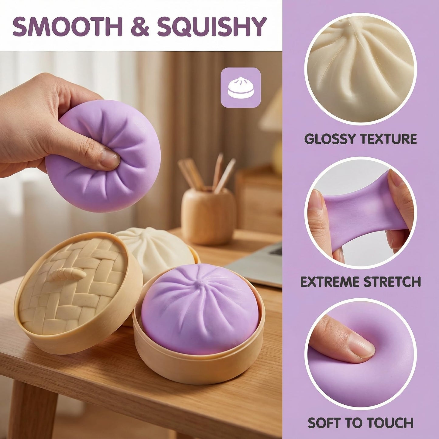 Plman 2PCS Squishy Dumpling Mystery Dumplings – Stress Relief Toy for Adults | Large Squeeze Dough Ball
