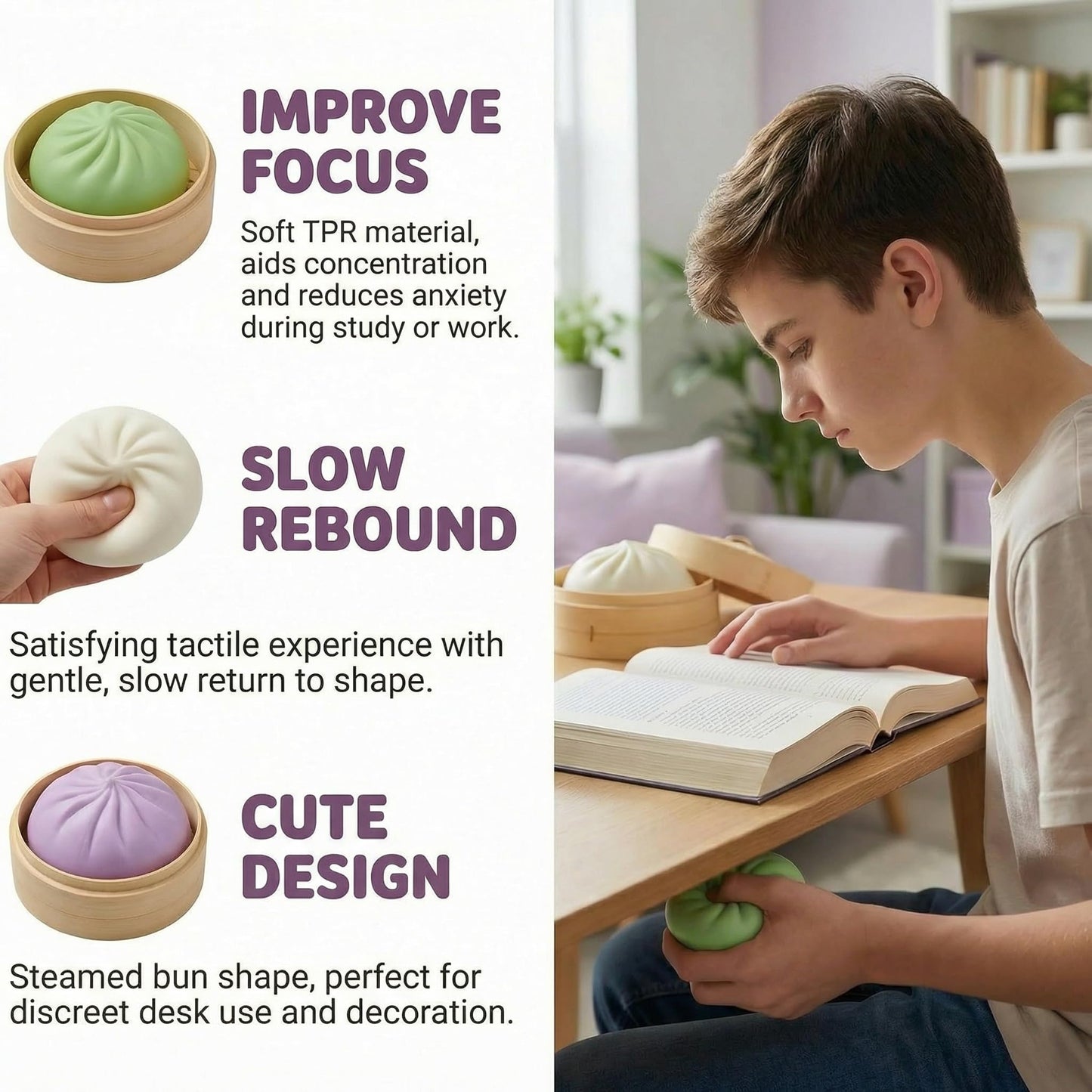 Plman 2PCS Squishy Dumpling Mystery Dumplings – Stress Relief Toy for Adults | Large Squeeze Dough Ball