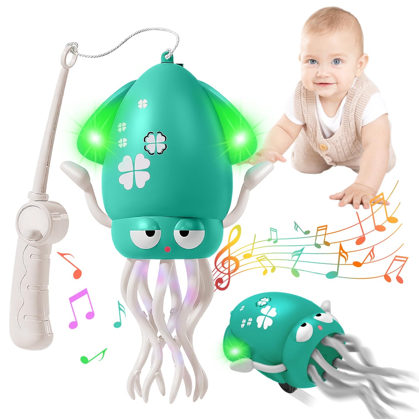 Plnmlls Dancing Octopus Toy – Tummy Time, Music & LED Light for Babies & Toddlers