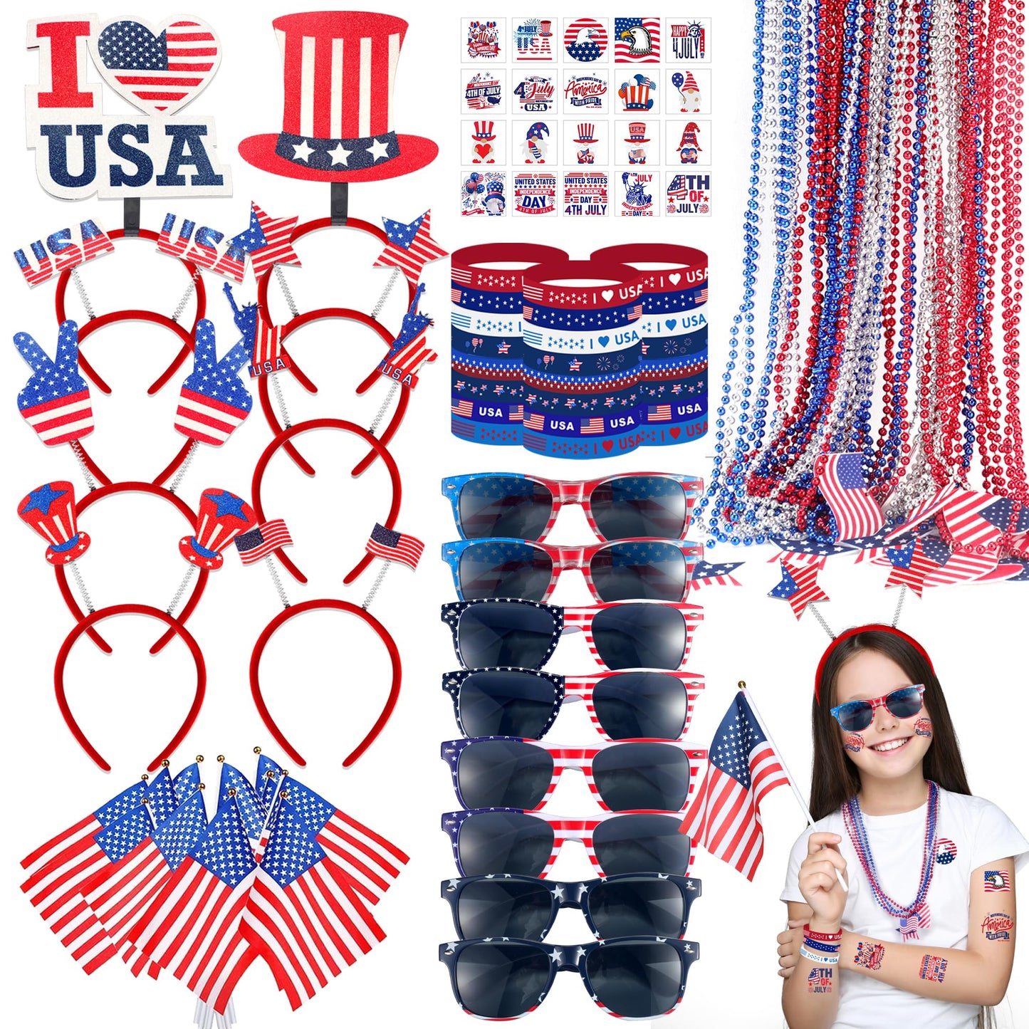 PLOUGVI 188PCS 4th of July Accessories Set | Patriotic Party Favors & Decorations