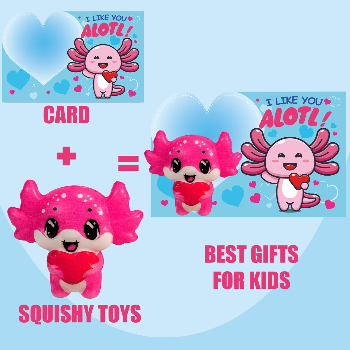 PLOUGVI 24Pcs Valentines Day Gifts for Kids – Animal Heart Squishy Toys & Cards