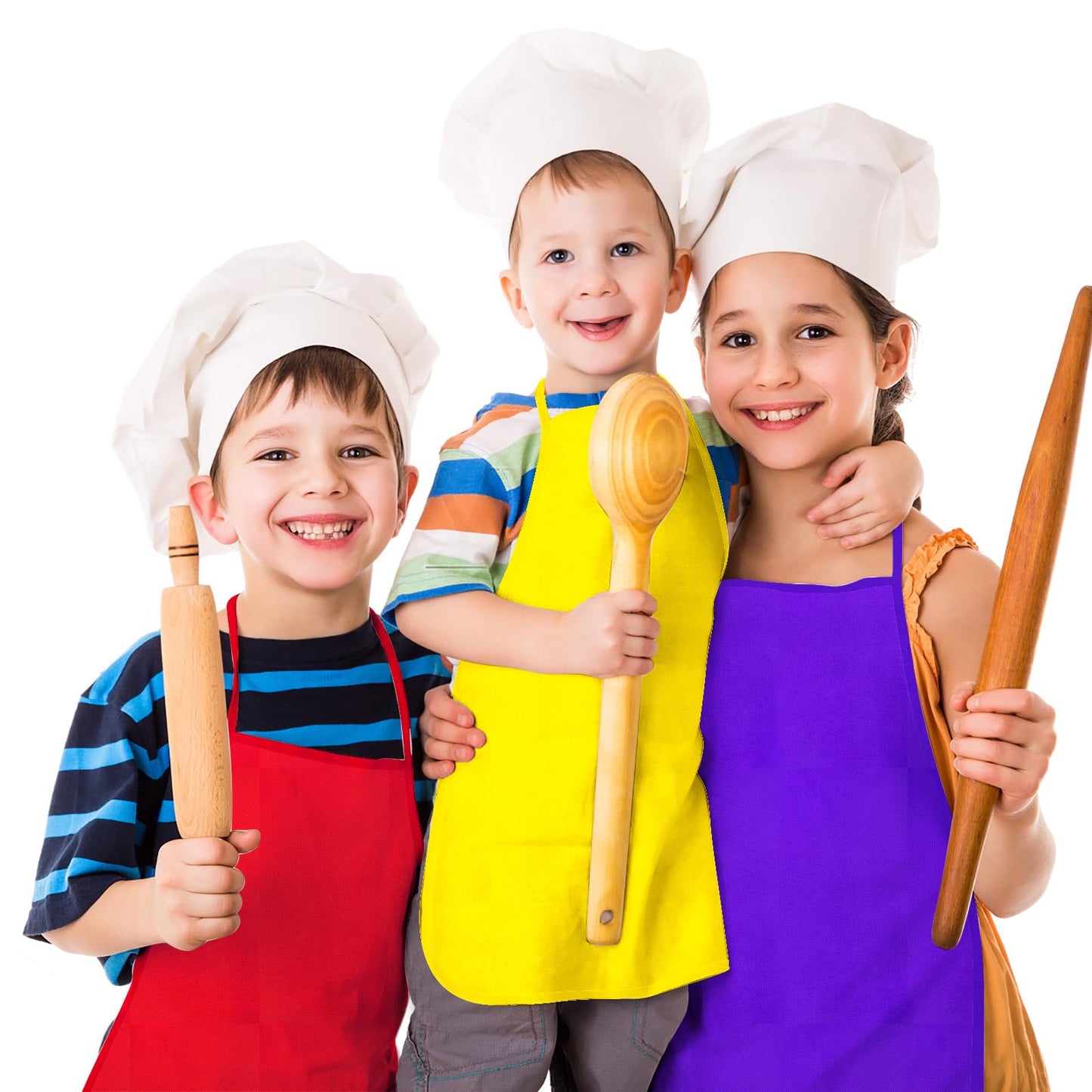PLULON 8 Pcs Kids Apron Set – Painting & Craft Aprons, Non-Toxic, 13x19