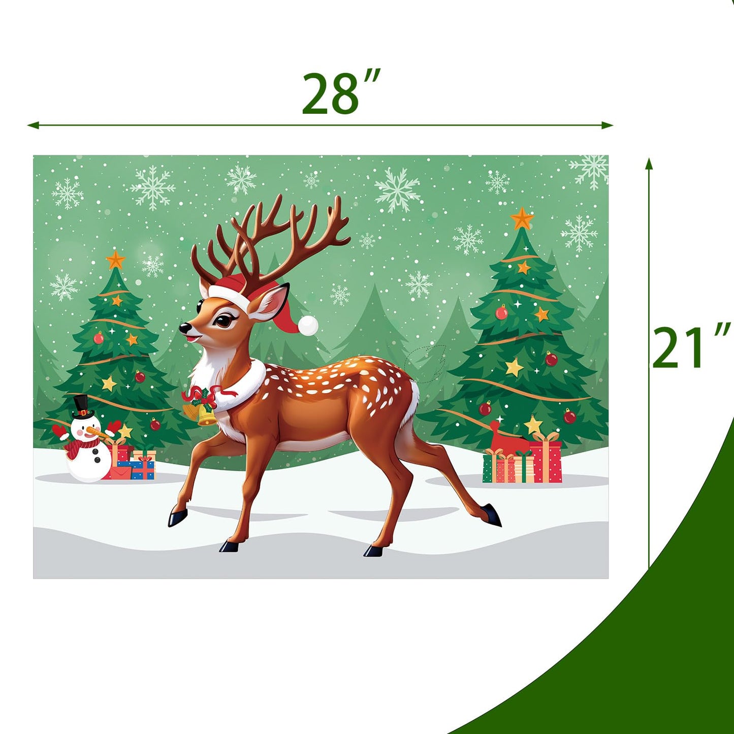 PLULON Pin The Tail on The Deer Christmas Game – Large Poster Backdrop for Kids' Parties
