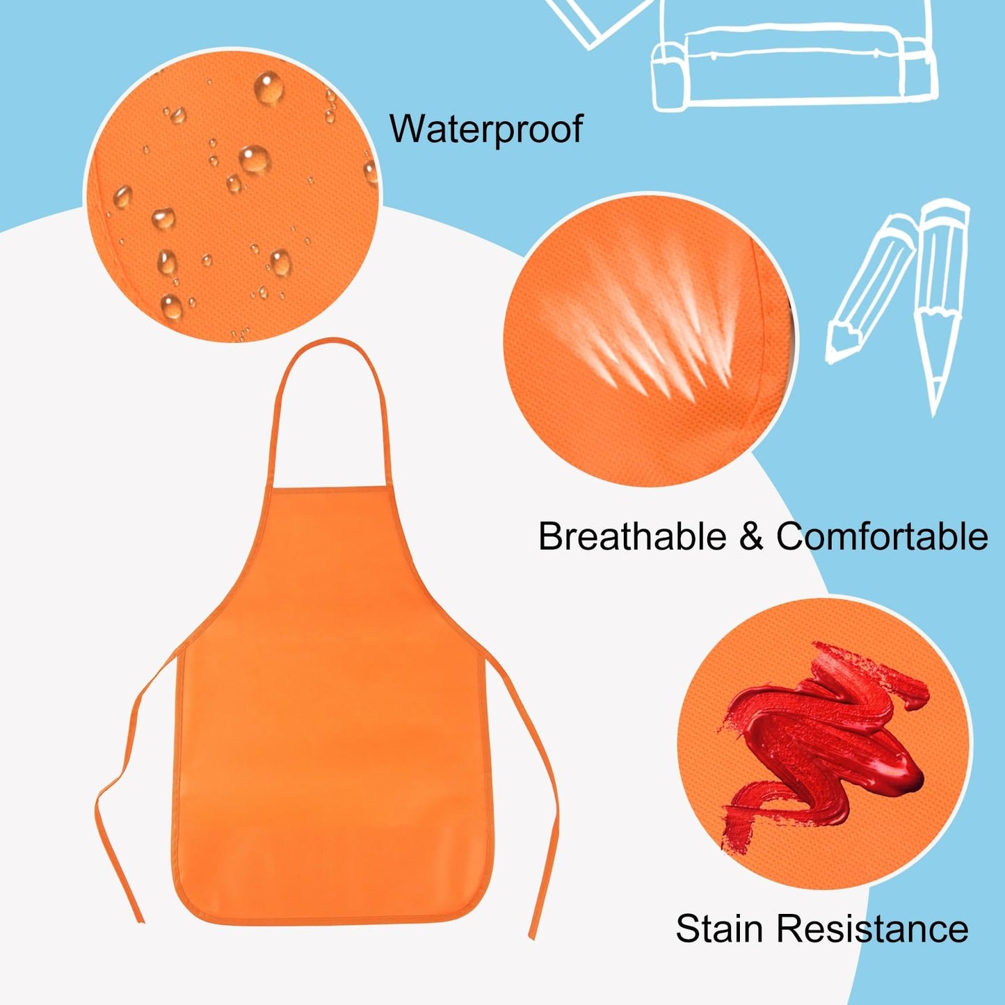 PLULON 8 Pcs Kids Apron Set – Painting & Craft Aprons, Non-Toxic, 13x19
