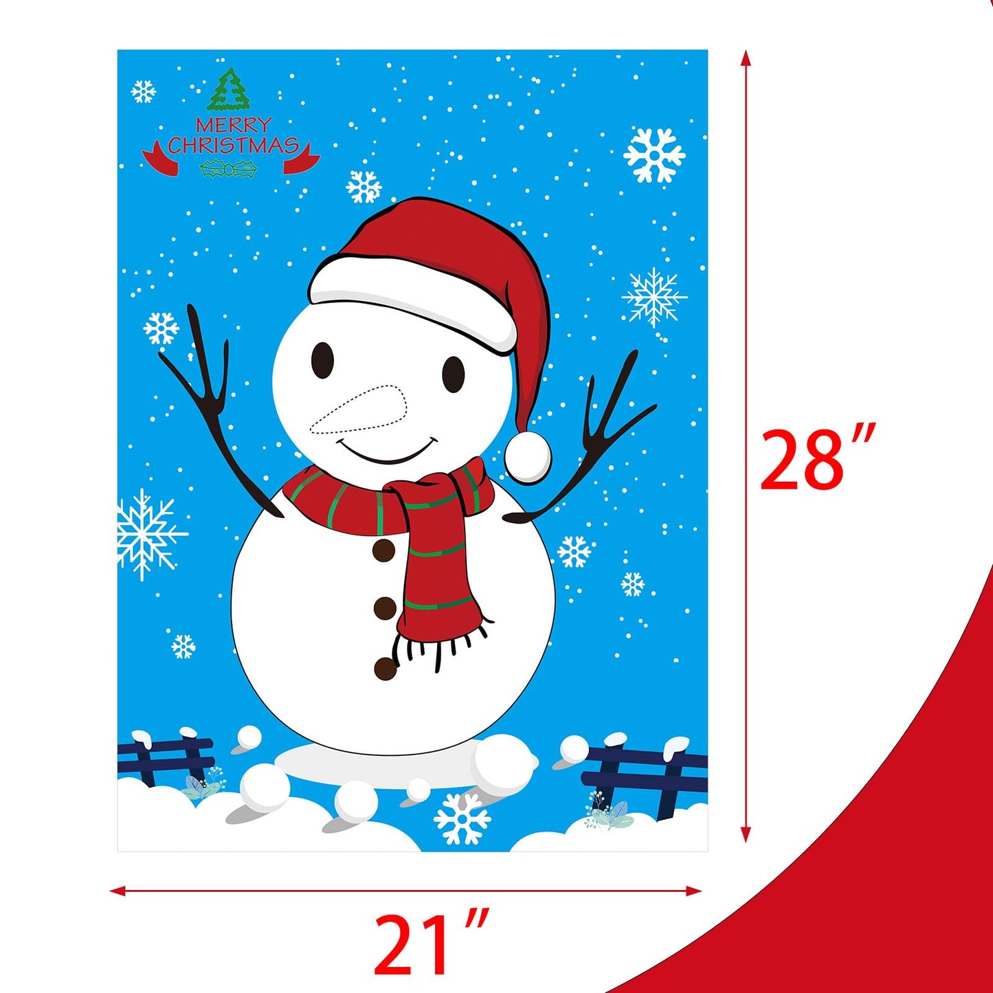 PLULON Snowman Nose Pin Game Set – Large Poster Backdrop for Christmas
