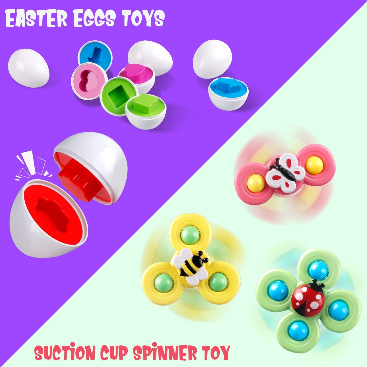 Plunack 6-in-1 Montessori Baby Toy for Toddlers: Blocks, Rings, Spinner & Eggs
