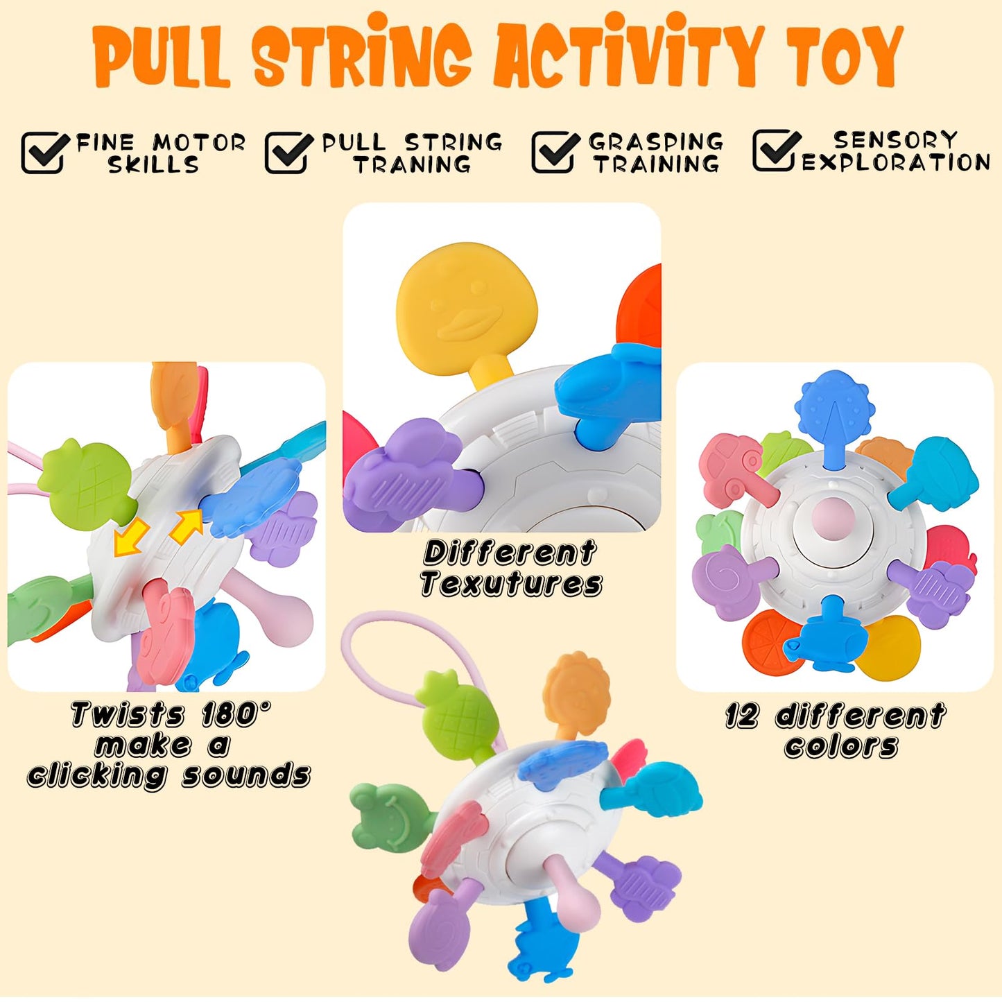 Plunack 6-in-1 Montessori Baby Toy for Toddlers: Blocks, Rings, Spinner & Eggs