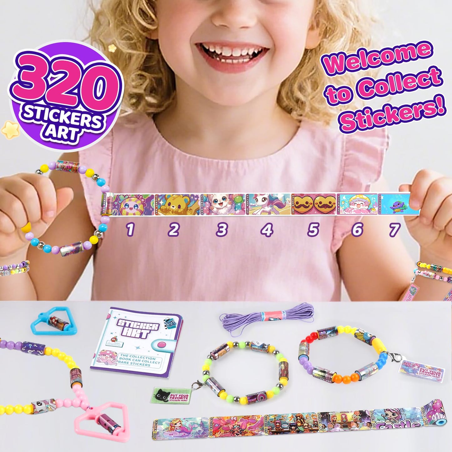 Plunack DIY Jewelry Kit for Kids – Bracelets & Beads (320 Pcs)