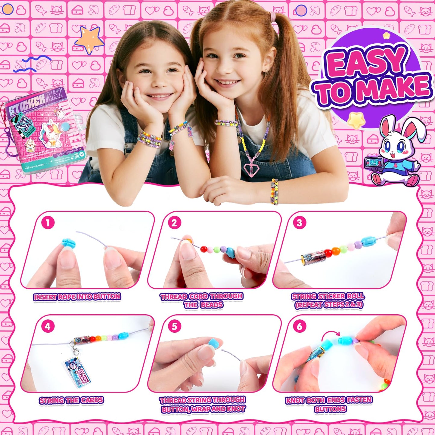 Plunack 960-Piece Sticker Bracelet Kit for Kids | DIY Wearable & Shareable Stickers with Collection Book