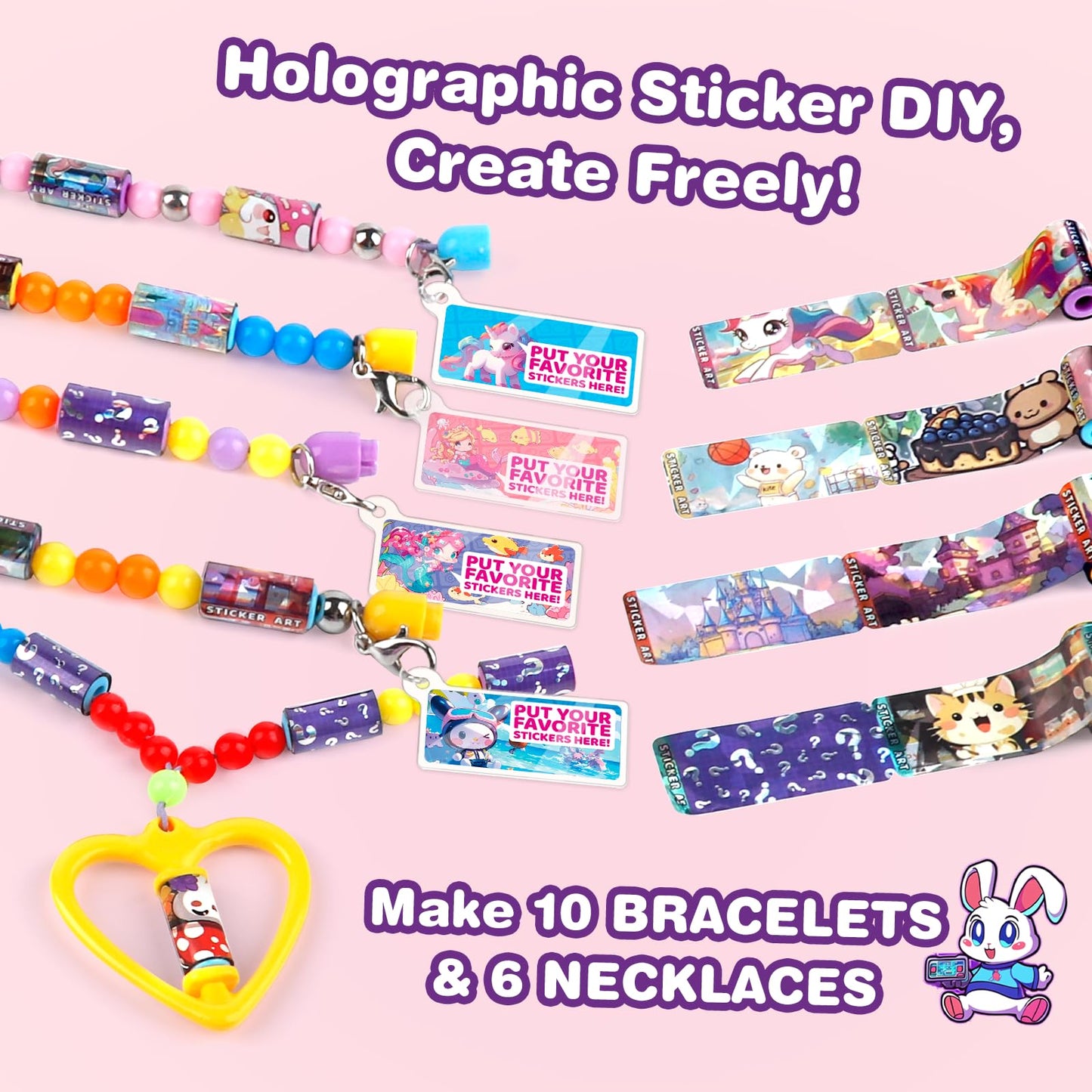 Plunack 960-Piece Sticker Bracelet Kit for Kids | DIY Wearable & Shareable Stickers with Collection Book