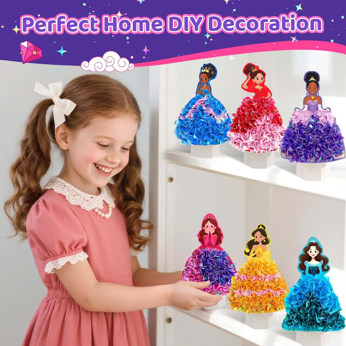 Plunack Poke in Art: Magical Pretty Princess DIY Craft Kit with Glow Night Lights