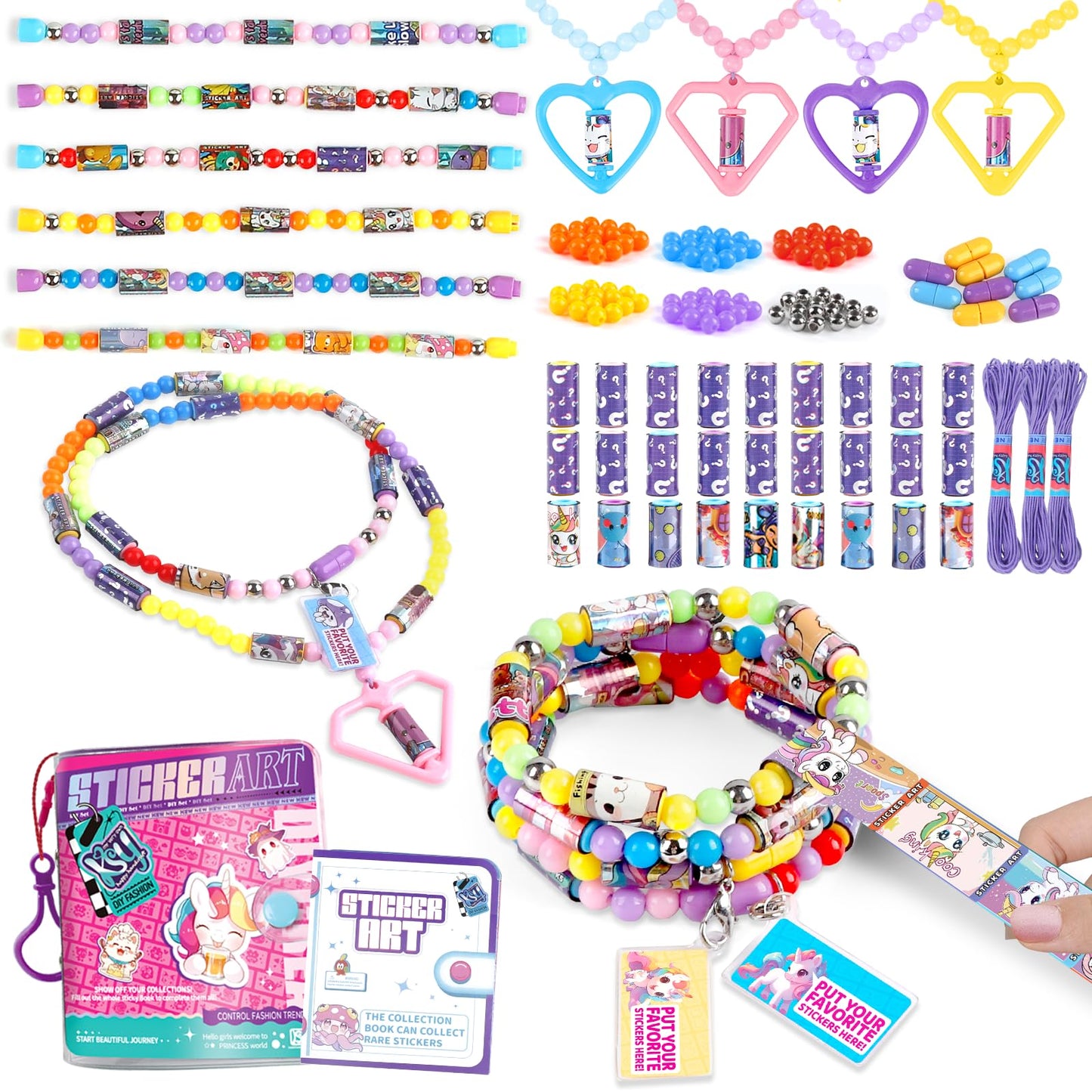 Plunack 960-Piece Sticker Bracelet Kit for Kids | DIY Wearable & Shareable Stickers with Collection Book
